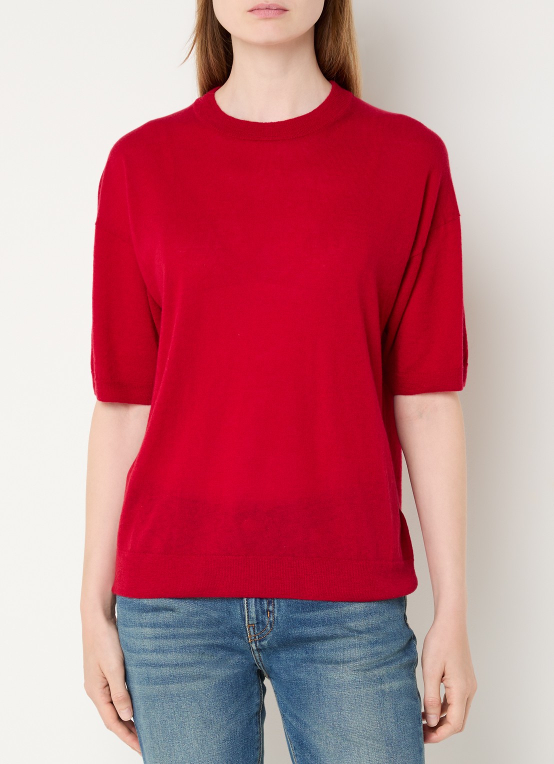 Zadig&Voltaire Idaz fijngebreid T-shirt van kasjmier met backprint en strass - achterkant rood