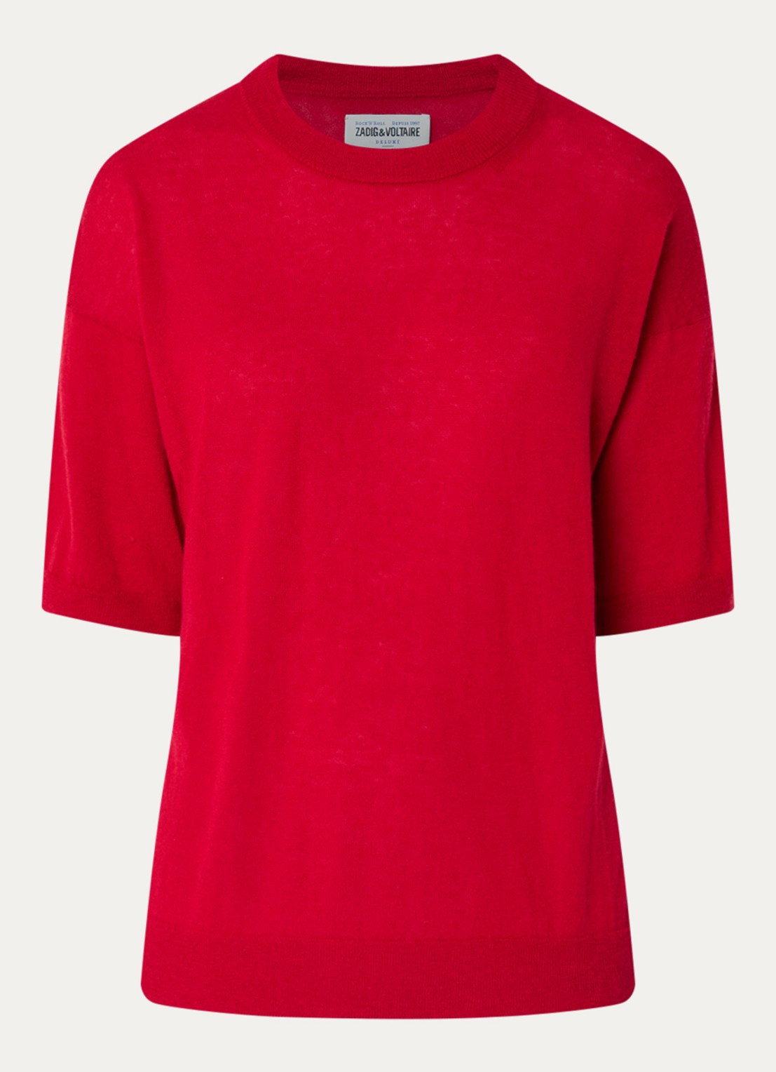 Zadig&Voltaire Idaz fijngebreid T-shirt van kasjmier met backprint en strass - voorkant 3 rood