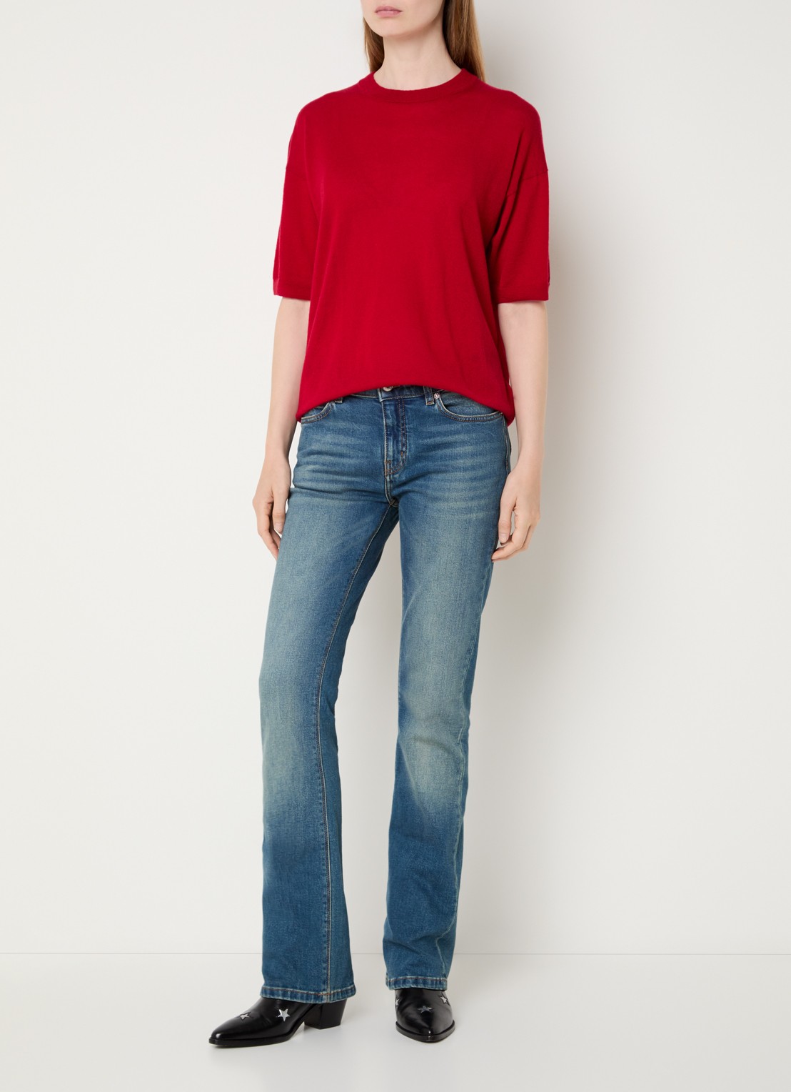 Zadig&Voltaire Idaz fijngebreid T-shirt van kasjmier met backprint en strass - voorkant 4 rood