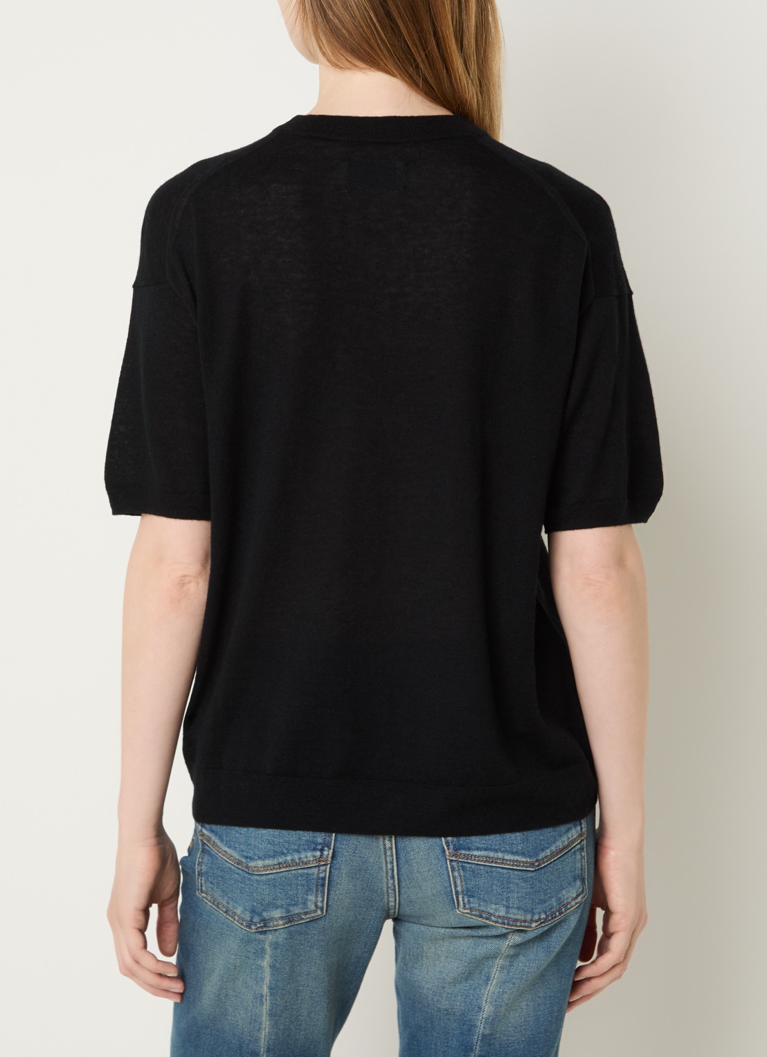 Zadig&Voltaire Idaz fijngebreide T-shirt van kasjmier met ingebreid patroon - achterkant 4 zwart