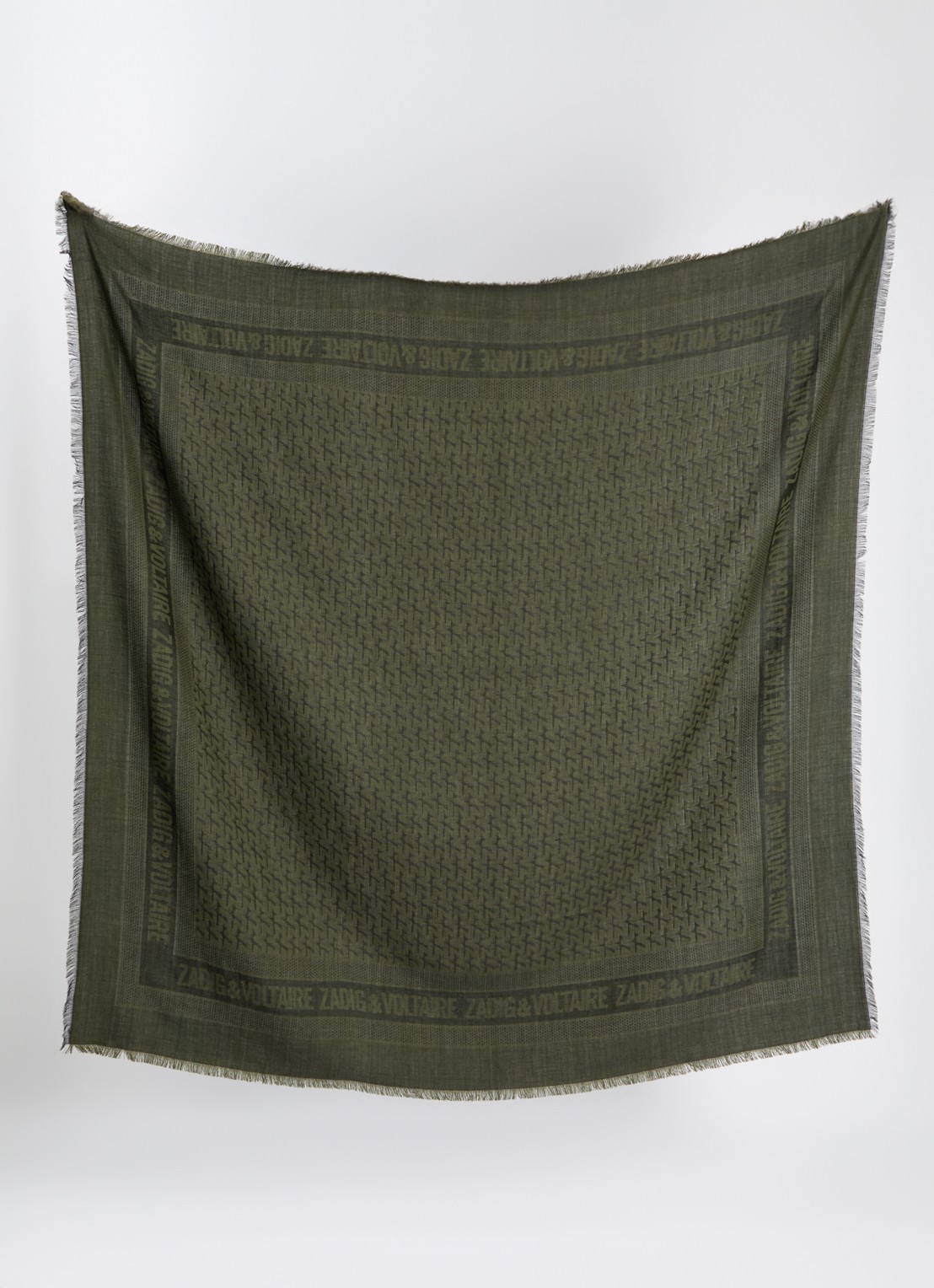 Zadig&Voltaire Initiale Glenn sjaal met print 135 x 135 cm  - detail 2 groen