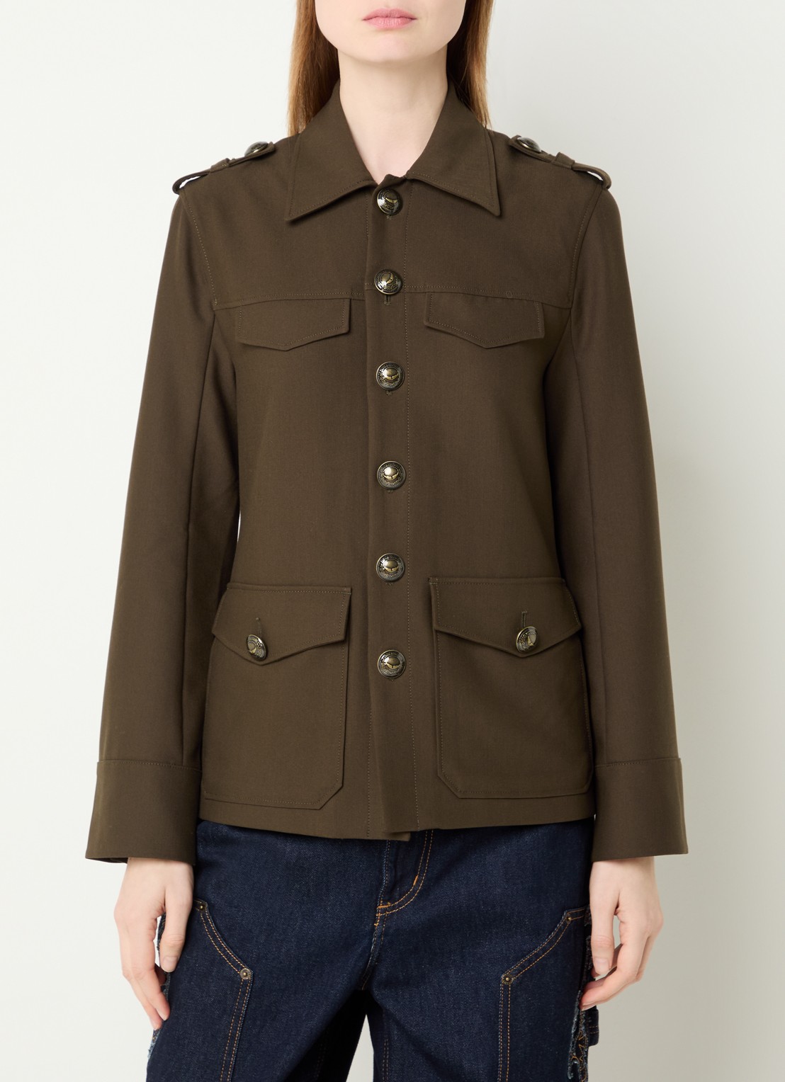 Zadig&Voltaire Jack met klepzakken - detail 4 bronsgroen