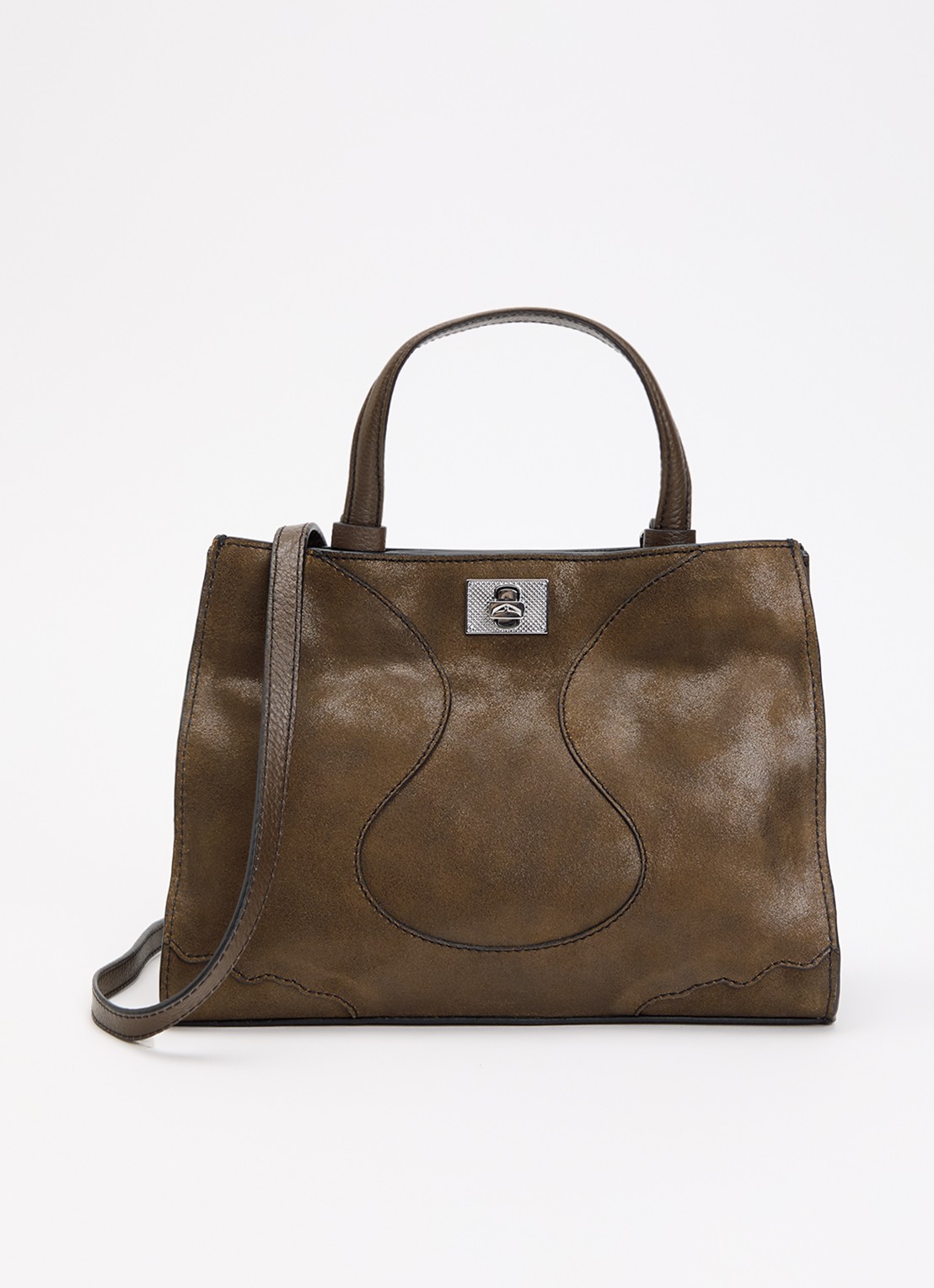 Zadig&Voltaire Jack Nano handtas van suède met afneembare schouderriem - voorkant 2 donkerbruin