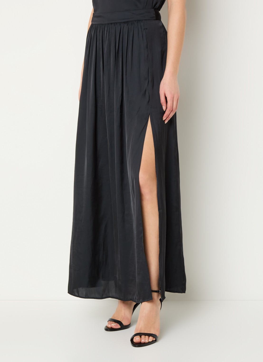 Zadig&Voltaire Jady maxi rok van satijn met steekzakken en zijsplit - detail 4 zwart