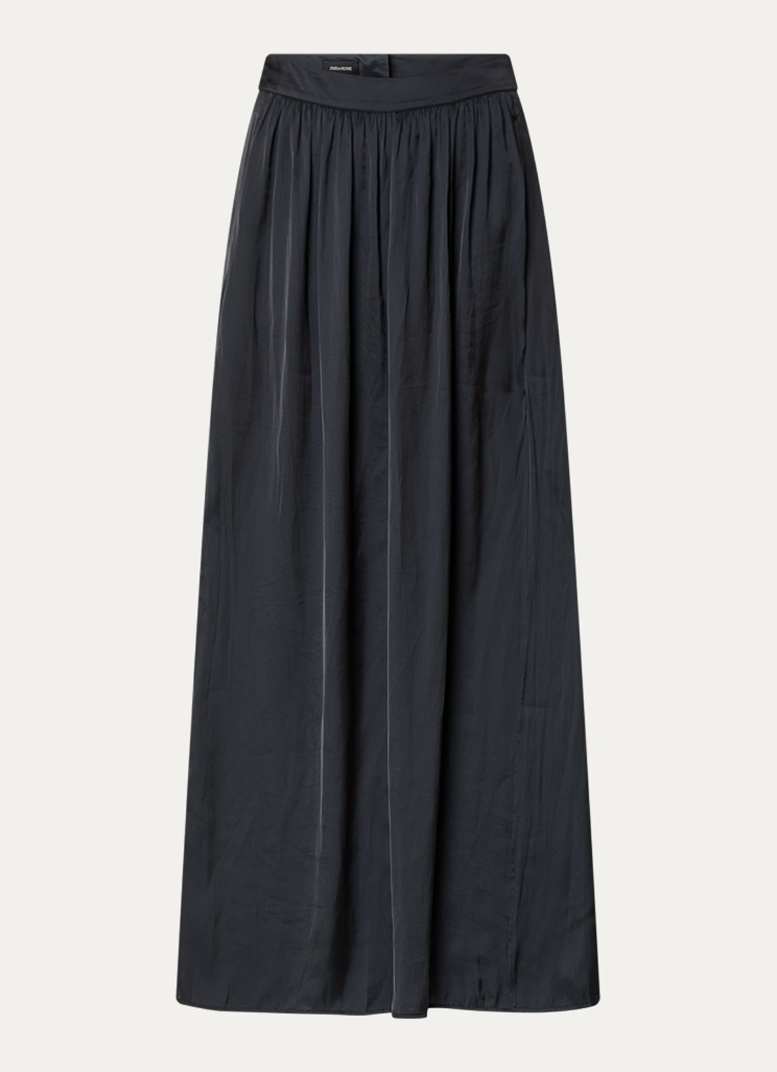 Zadig&Voltaire Jady maxi rok van satijn met steekzakken en zijsplit - voorkant 2 zwart
