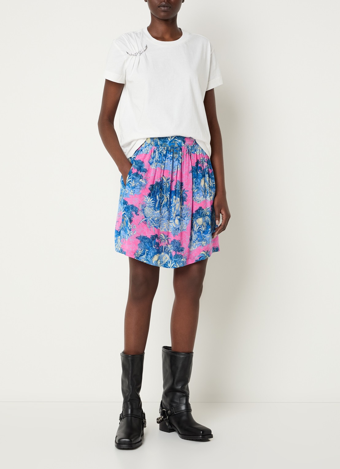 Zadig&Voltaire Jadys mini rok met print - voorkant 4 kobaltblauw