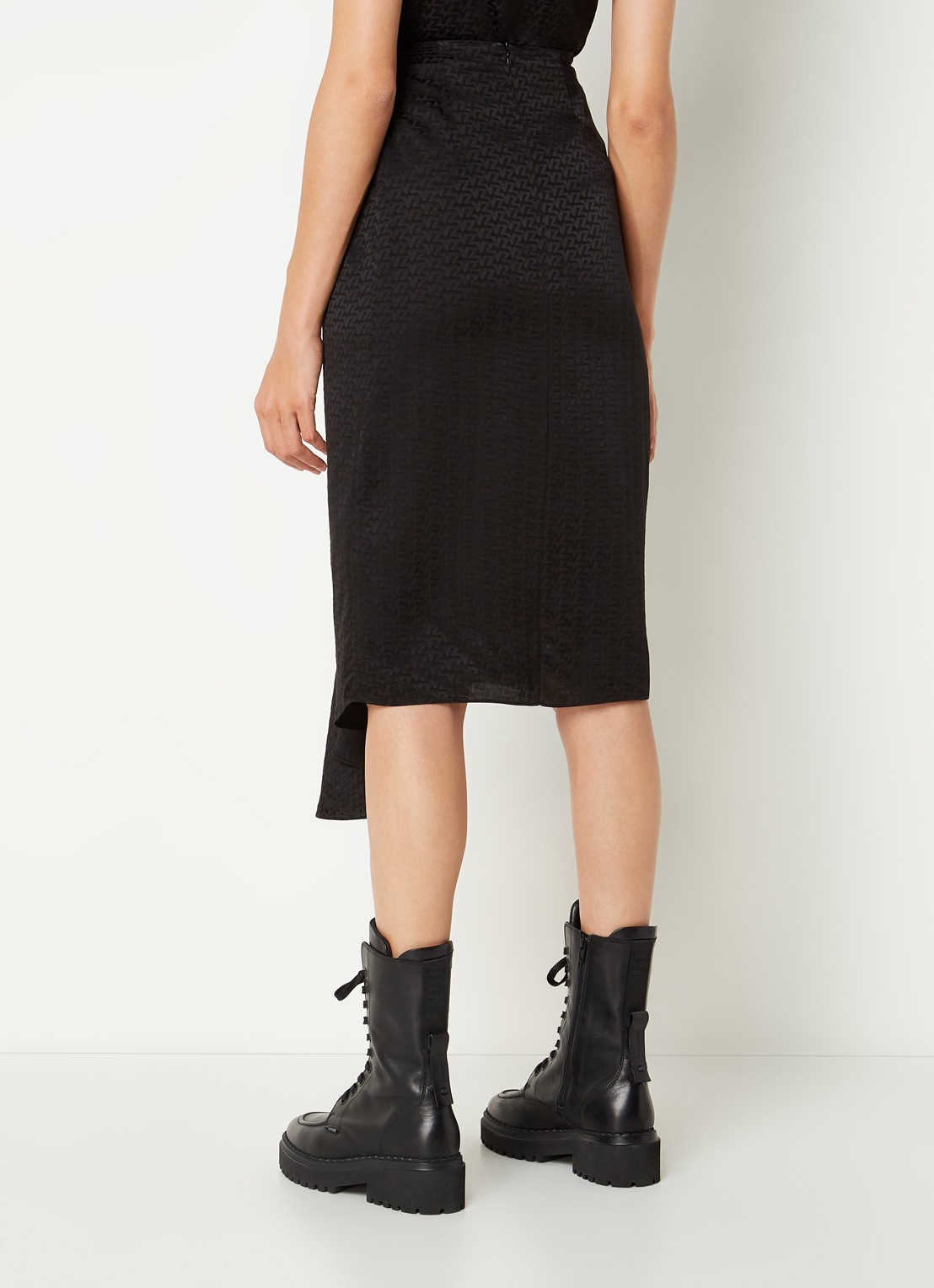 Zadig&Voltaire Janais midirok van zijde met asymmetrische zoom en print - achterkant 4 zwart