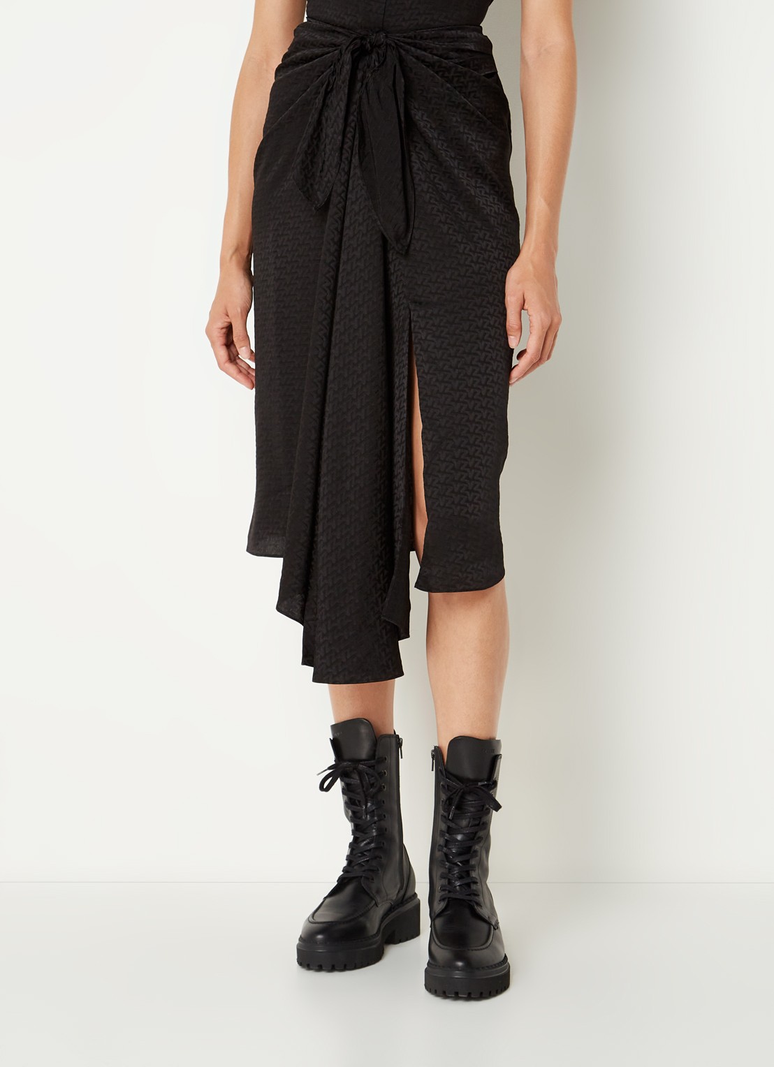 Zadig&Voltaire Janais midirok van zijde met asymmetrische zoom en print - detail 3 zwart