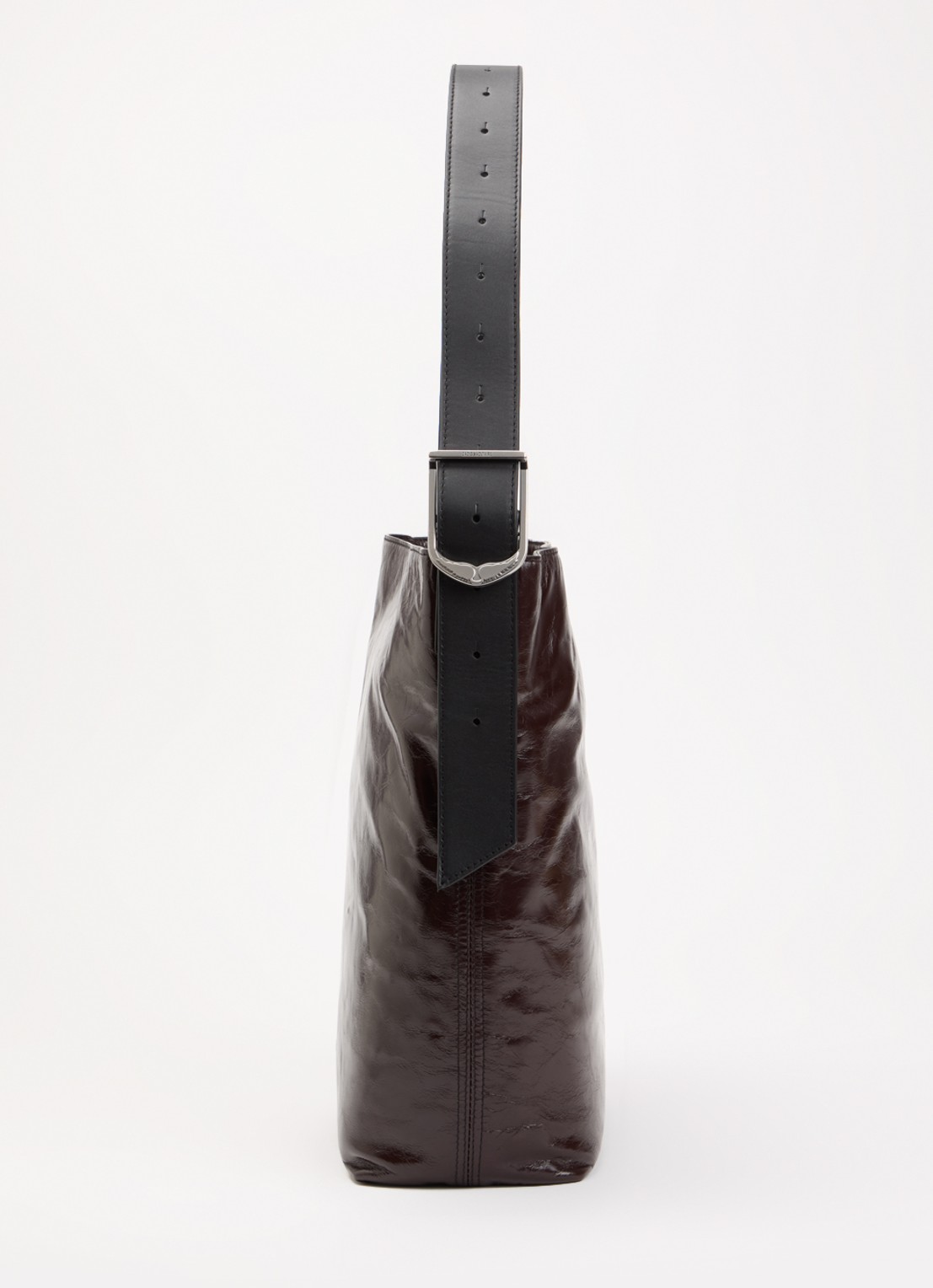 Zadig&Voltaire Jane Hobo Vintage Pantent schoudertas van leer met lakfinish - detail 3 donkerbruin