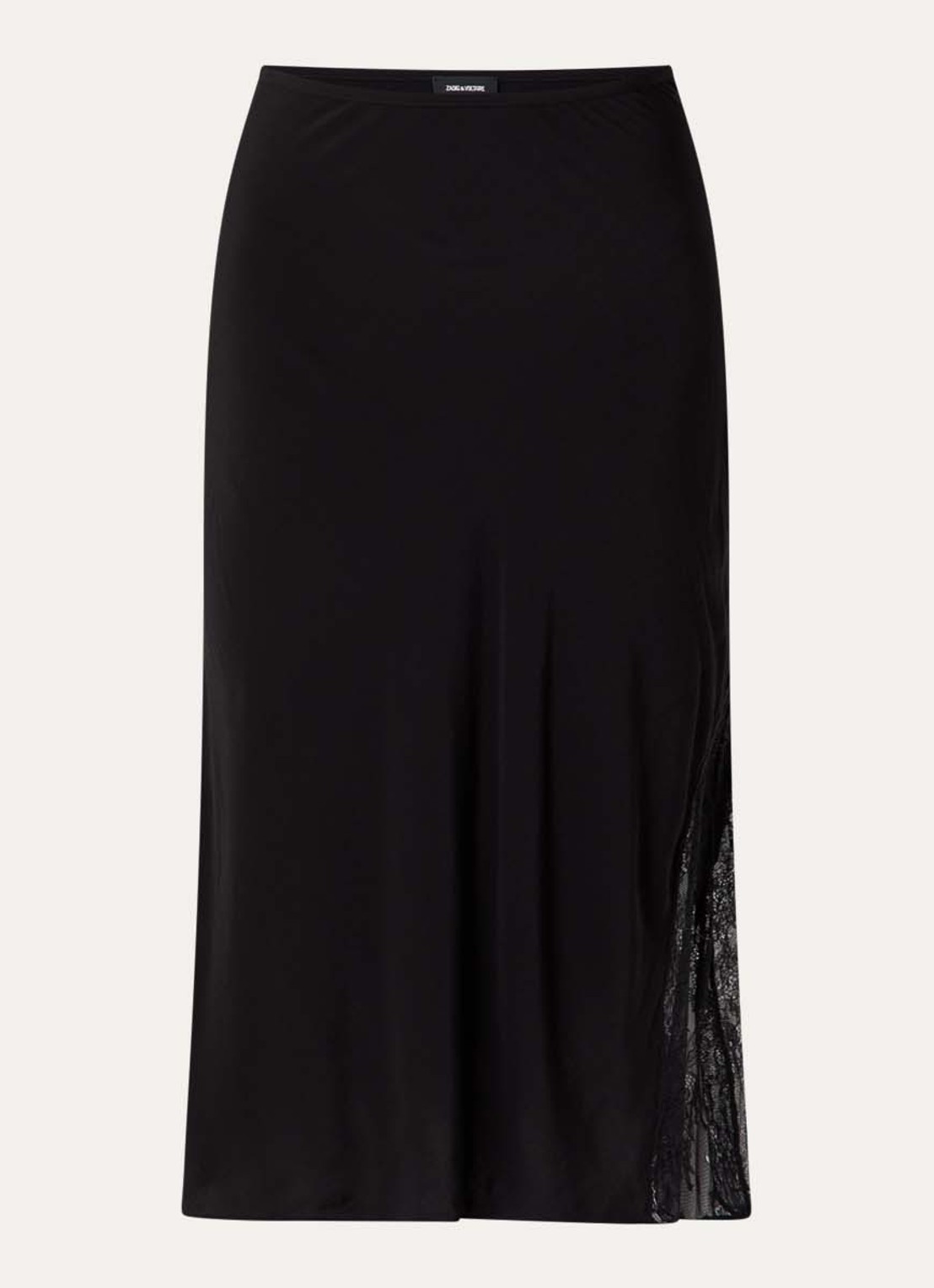 Zadig&Voltaire Jayla midi rok met details van kant - voorkant zwart