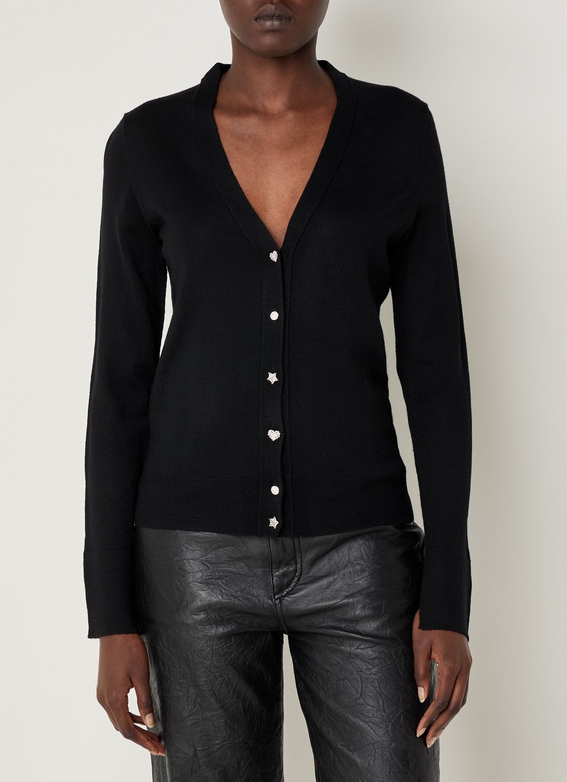 Zadig&Voltaire Jemma fijngebreid vest van merino wol - detail 2 zwart