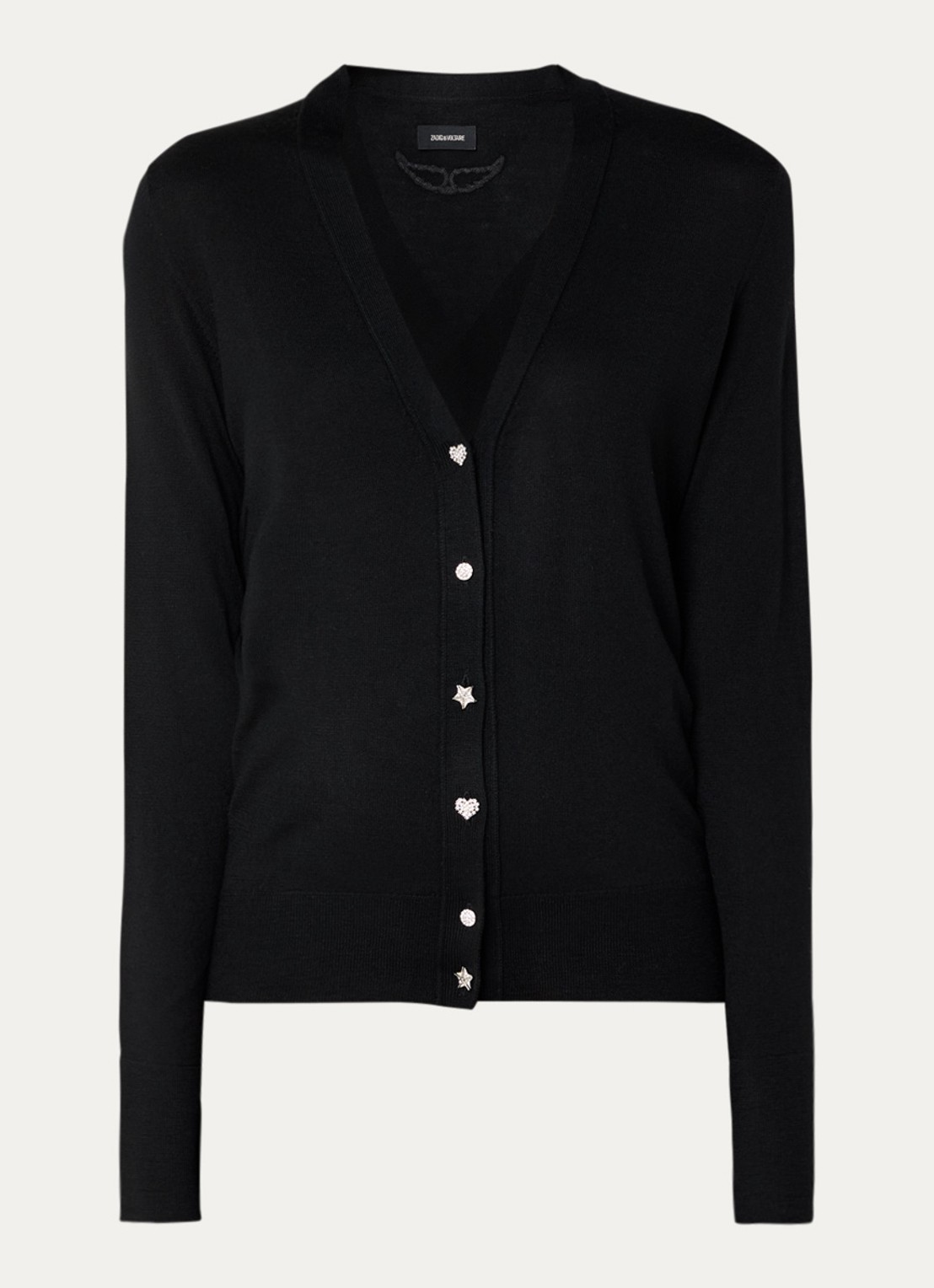 Zadig&Voltaire Jemma fijngebreid vest van merino wol - voorkant 3 zwart