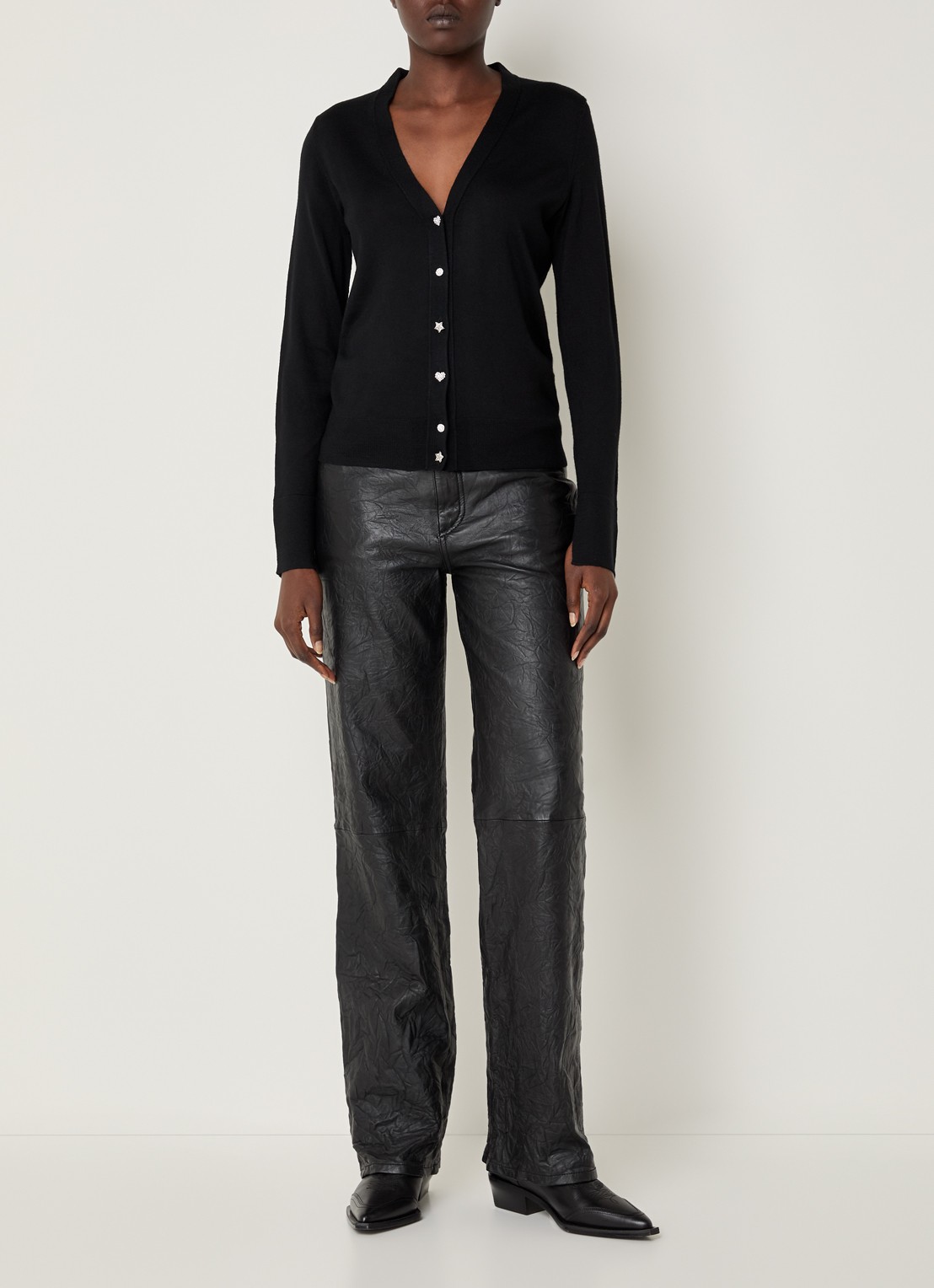 Zadig&Voltaire Jemma fijngebreid vest van merino wol - voorkant 4 zwart