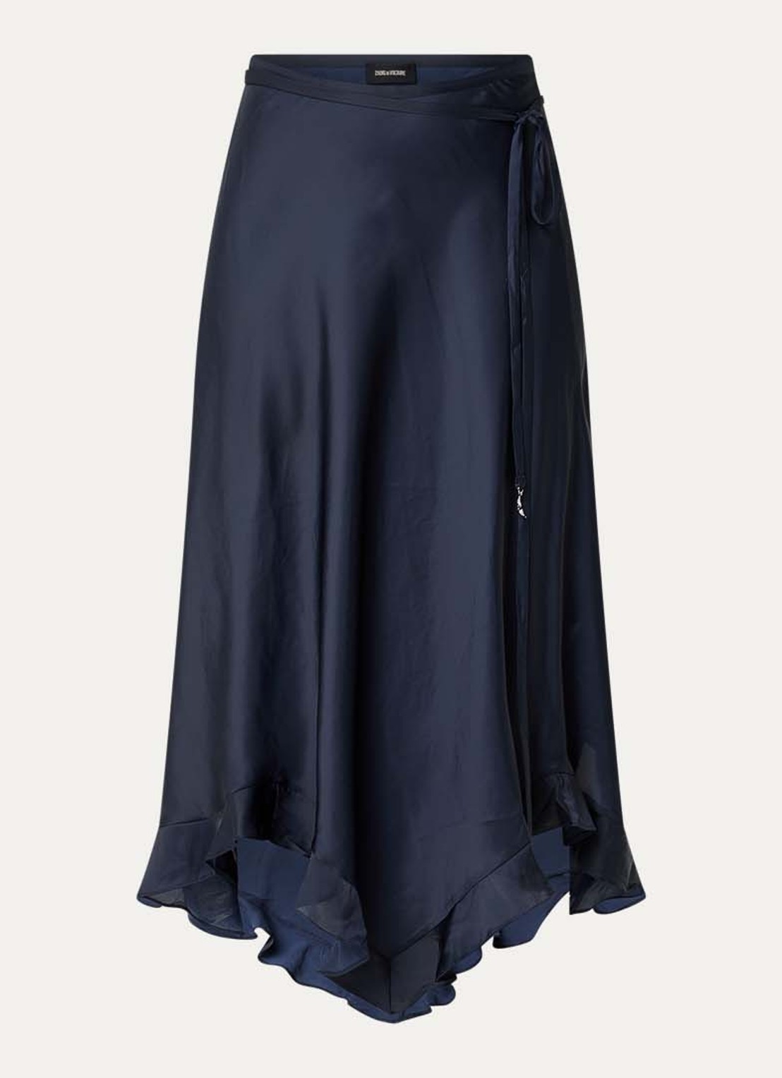 Zadig&Voltaire Jeto midi rok van satijn met asymmetrische zoom - voorkant 3 donkerblauw