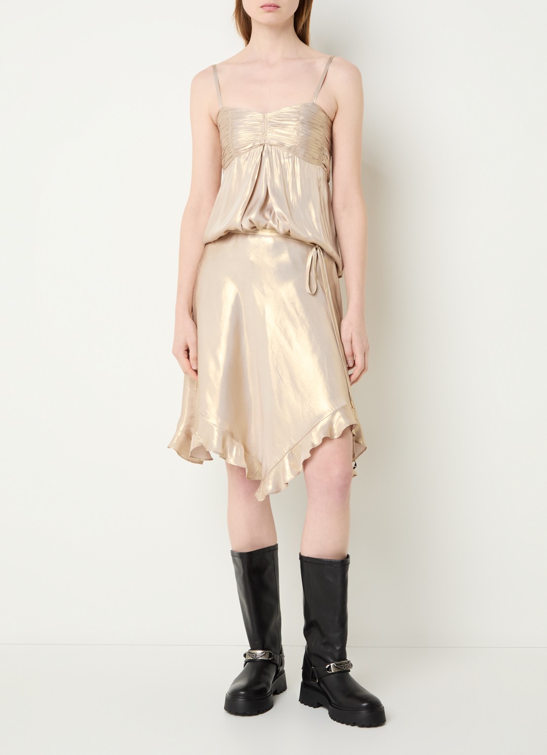 Zadig&Voltaire Jetos minirok met strikceintuur - voorkant 3 goud