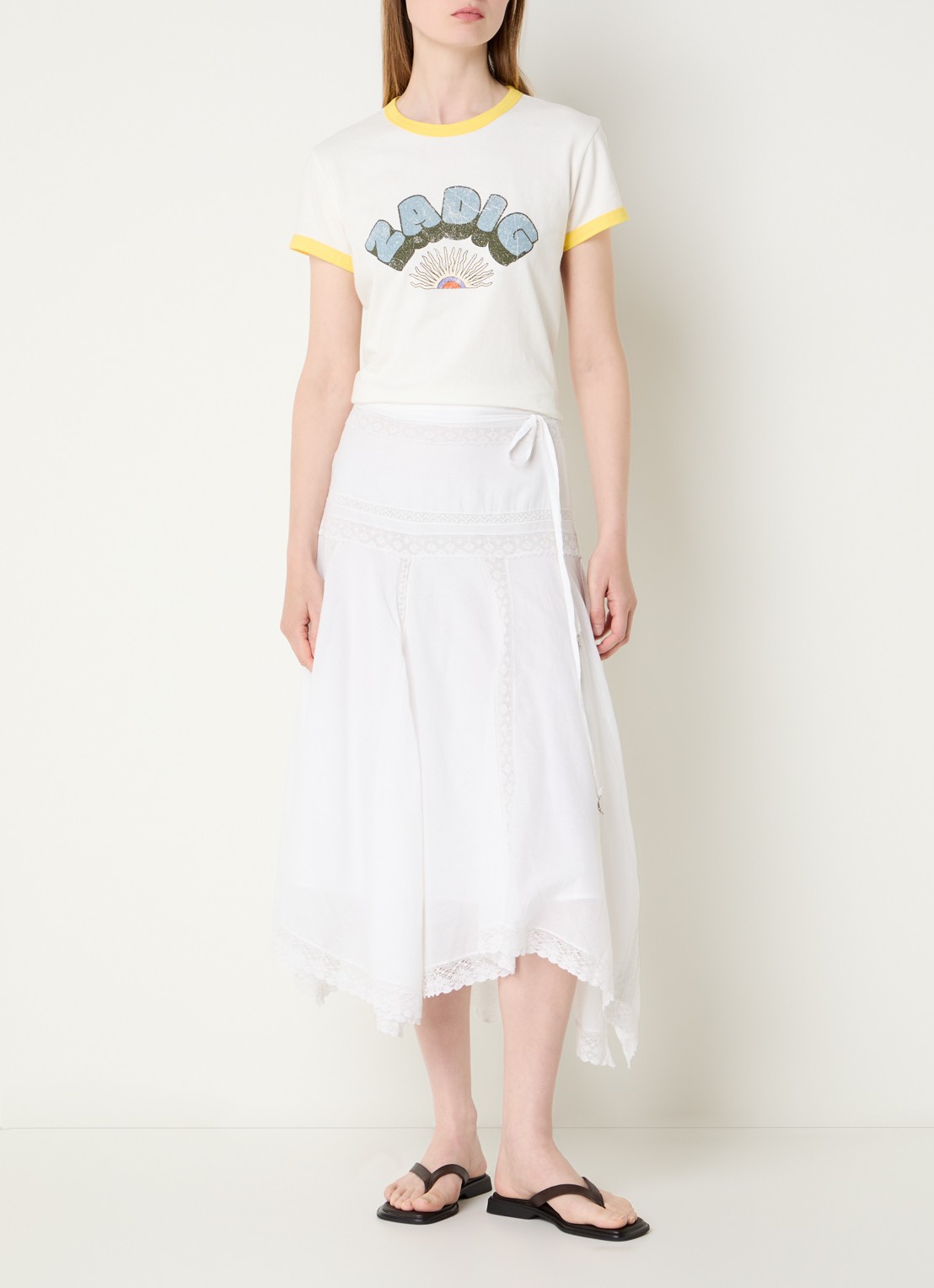 Zadig&Voltaire Jetro midi rok met broderie - voorkant 4 wit