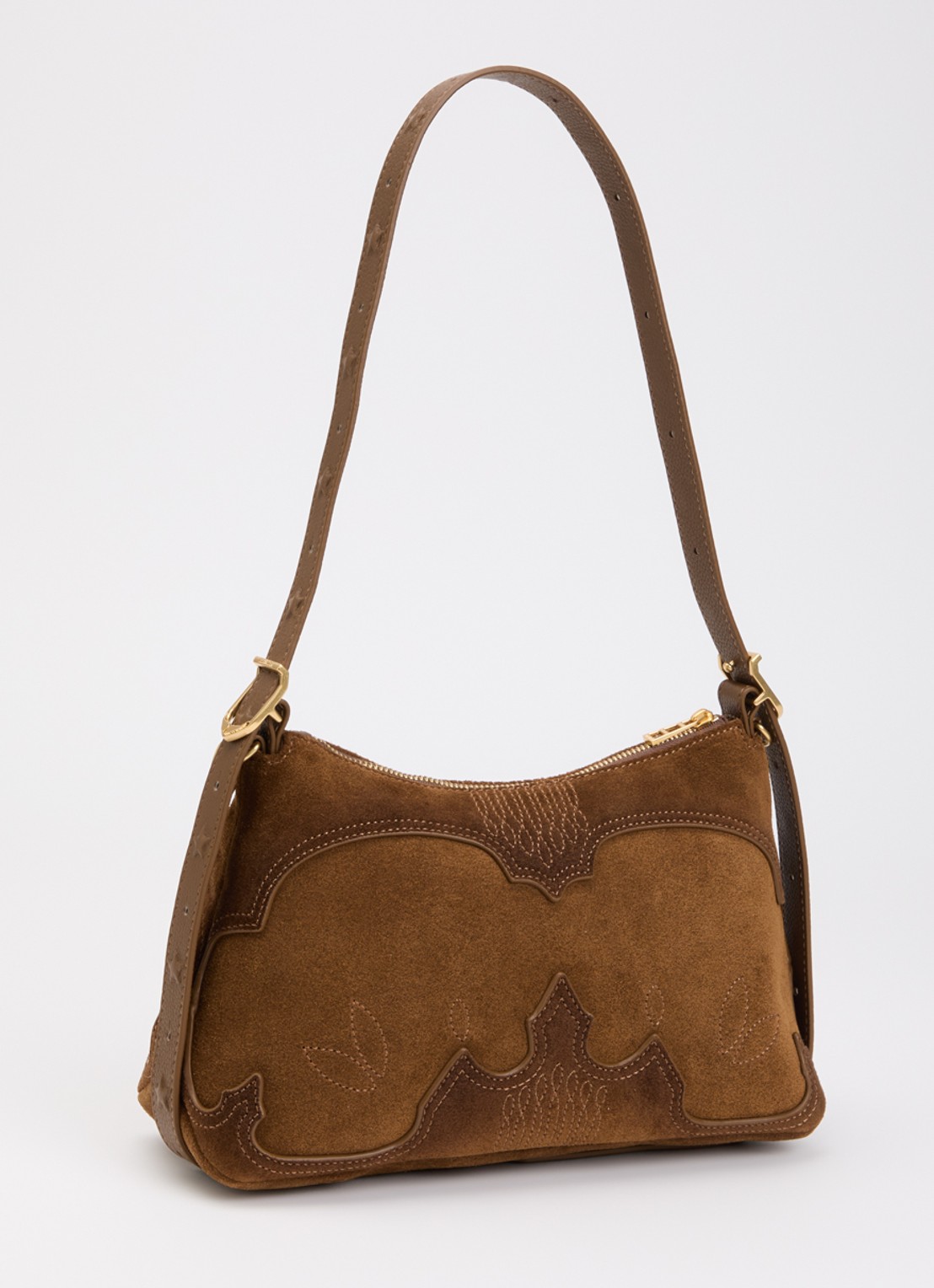 Zadig&Voltaire Jim Mini crossbodytas van suède met afneembare schouderriem - achterkant cognac