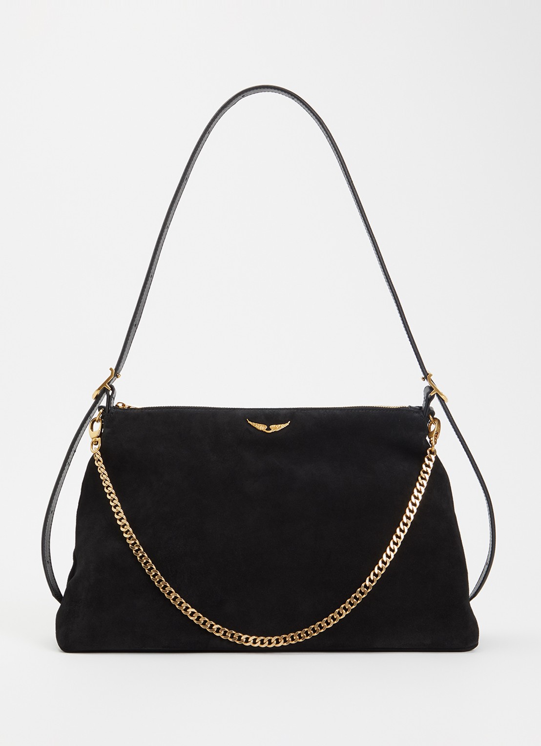 Zadig&Voltaire Jim schoudertas van suède - voorkant 5 zwart