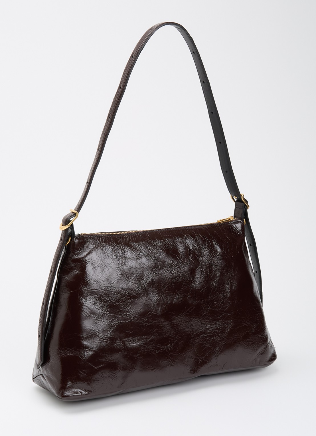 Zadig&Voltaire Jim Vintage Patent schoudertas van leer met afneembare schouderriem - achterkant aubergine
