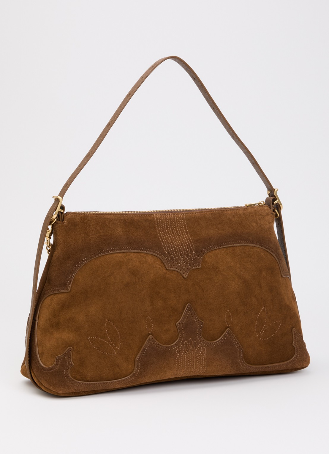 Zadig&Voltaire Jim Western crossbodytas van suède met verstelbare schouderriem - achterkant cognac