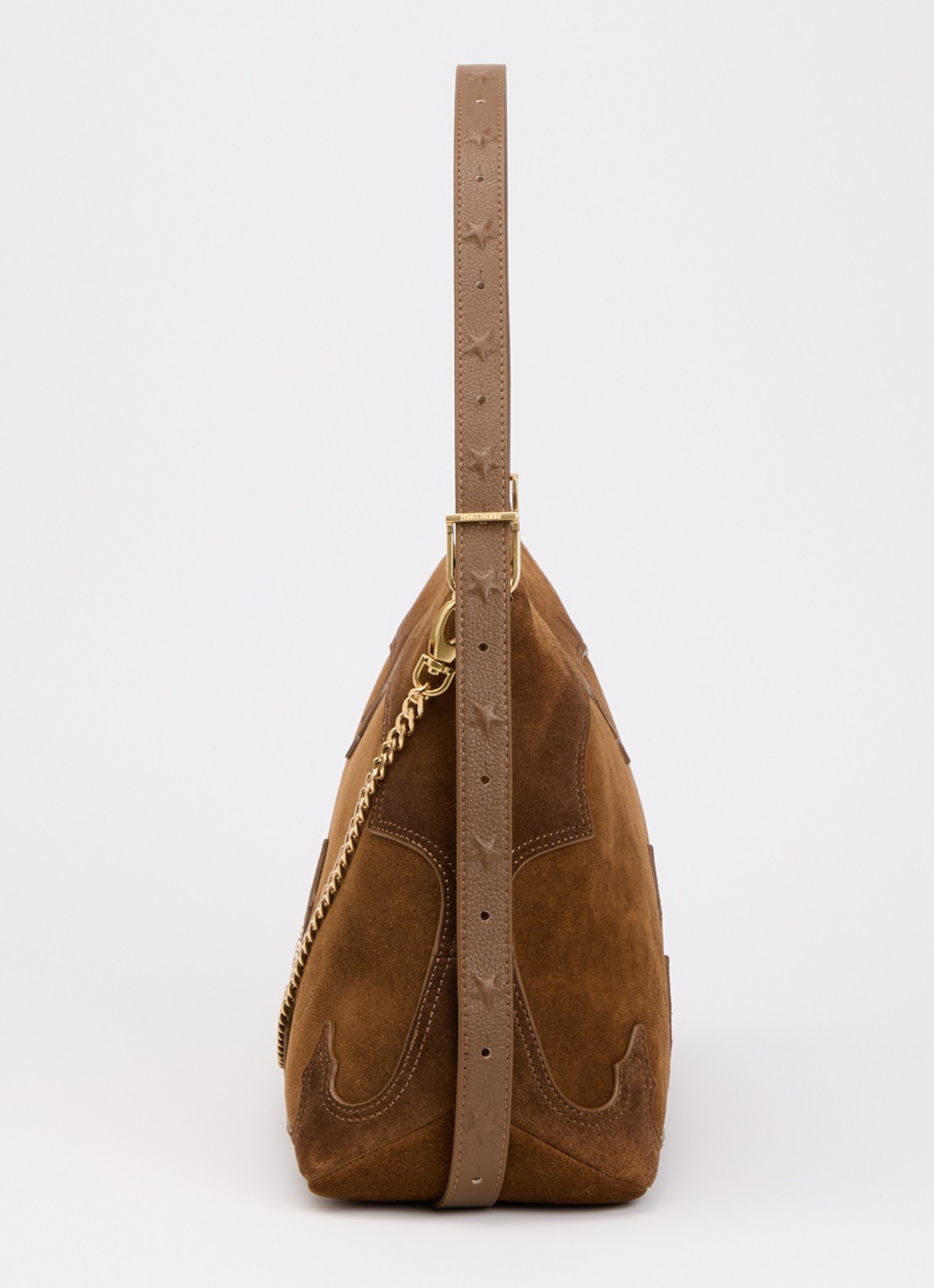 Zadig&Voltaire Jim Western crossbodytas van suède met verstelbare schouderriem - detail 3 cognac