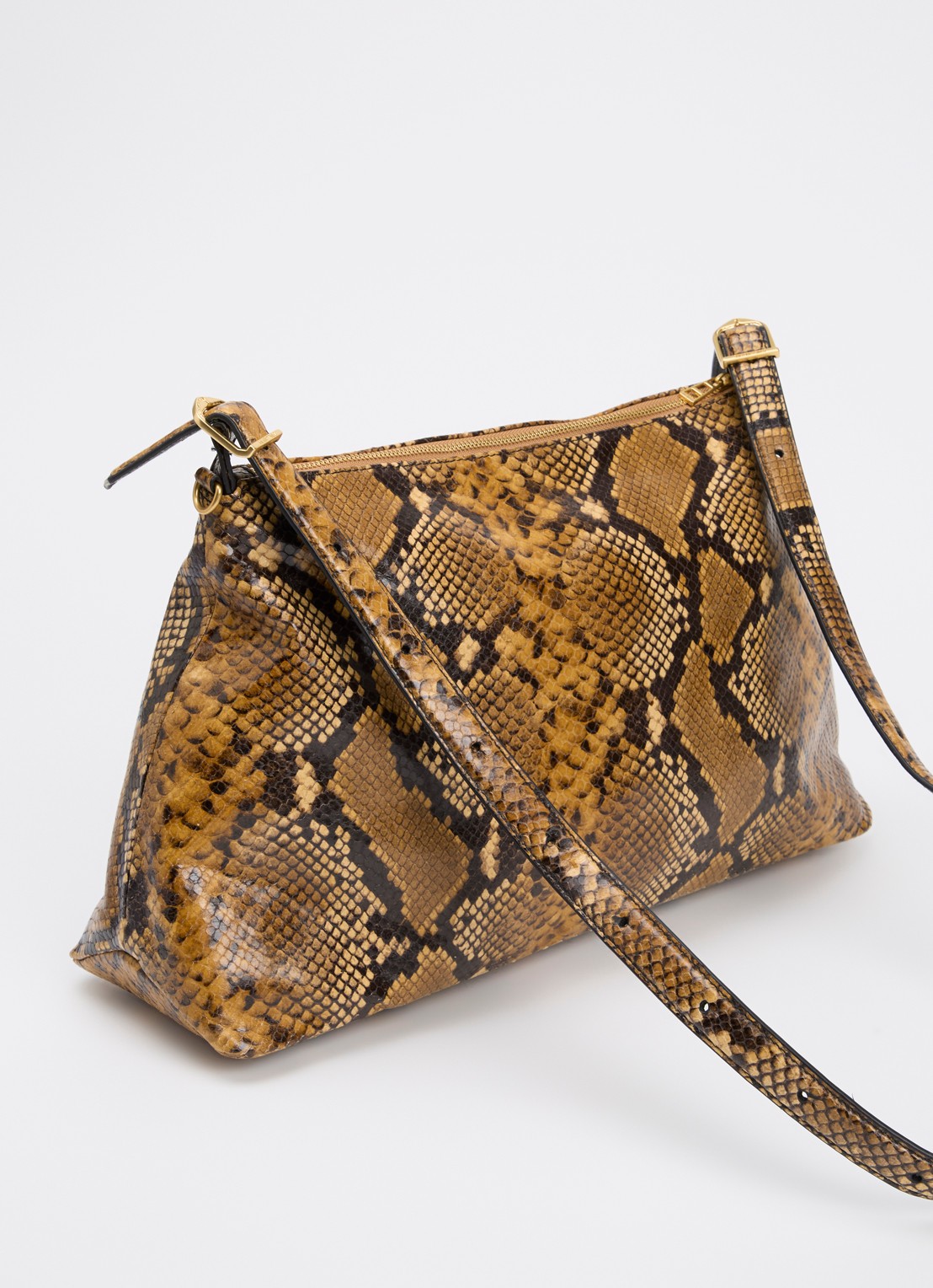 Zadig&Voltaire Jim Wild schoudertas van leer met slangenprint - achterkant 7 camel