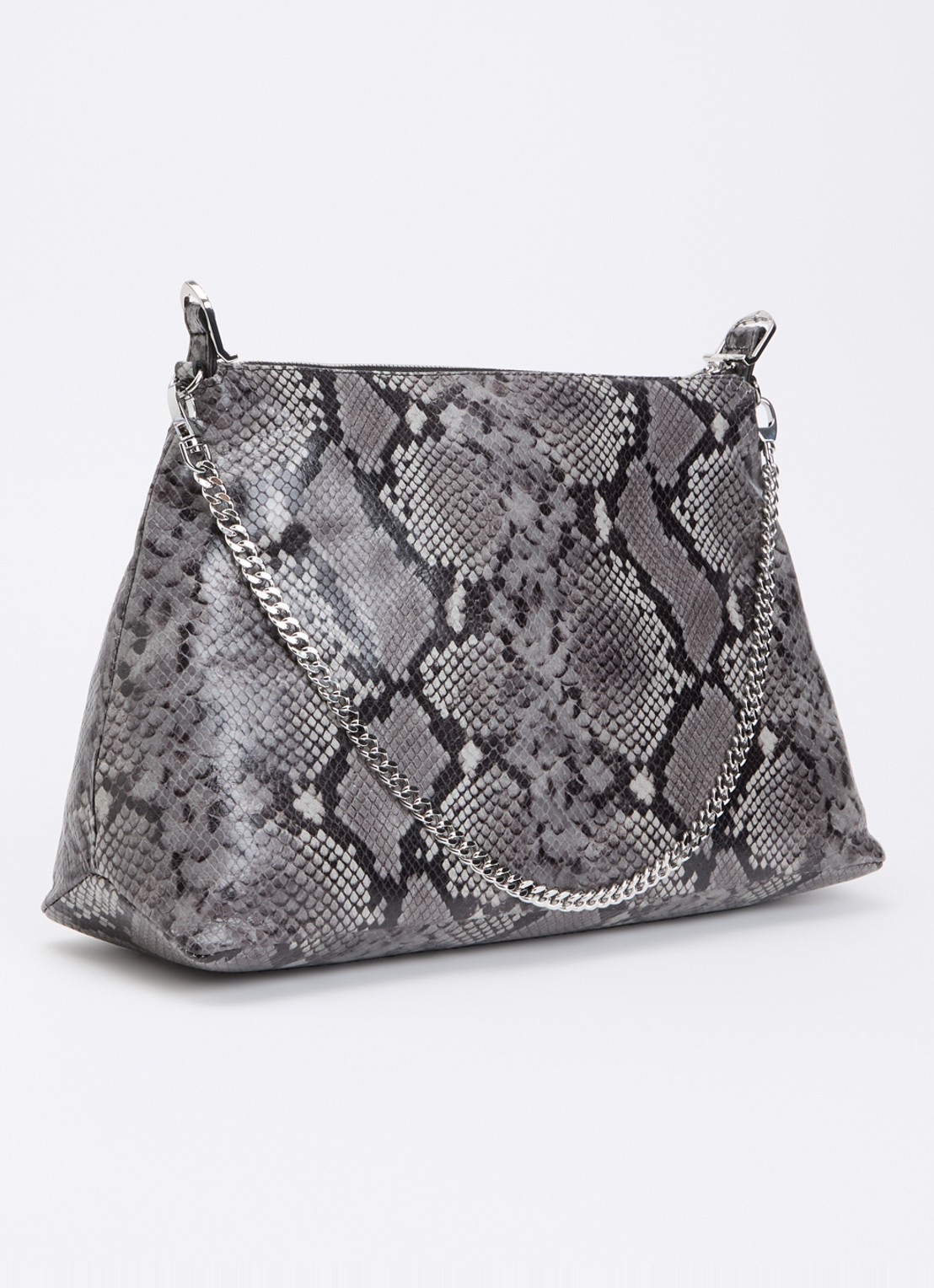 Zadig&Voltaire Jim Wild schoudertas van leer met slangenprint - achterkant 7 donkergrijs
