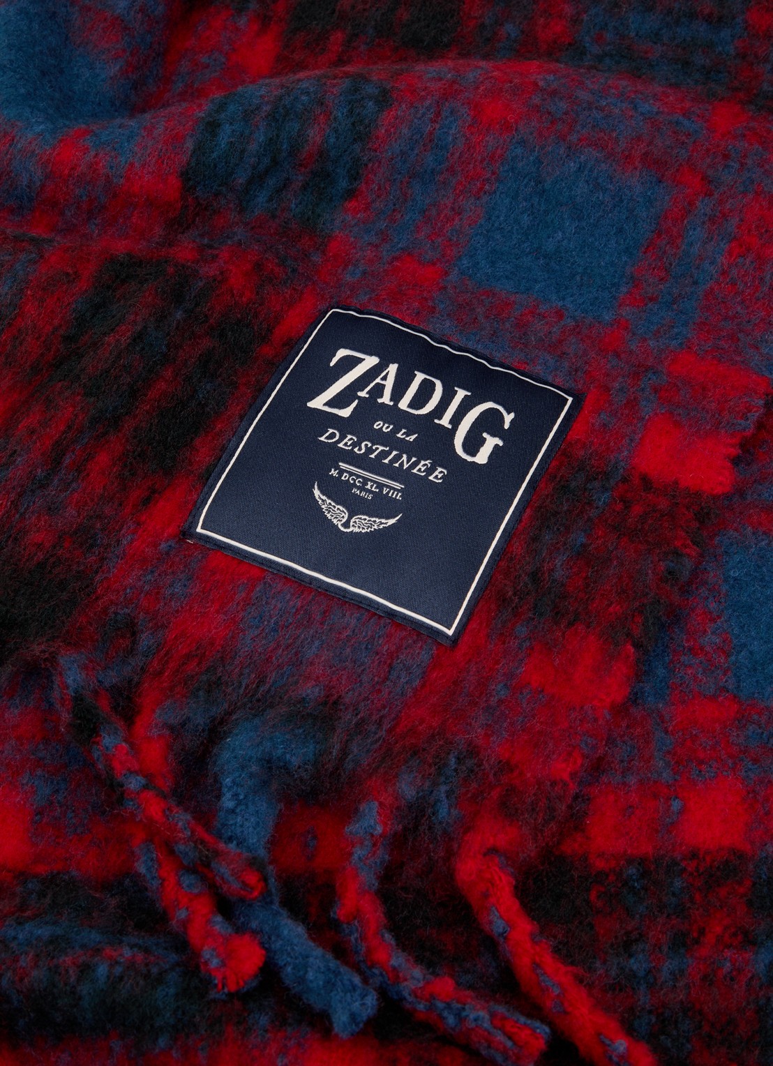 Zadig&Voltaire Joan Tartan sjaal in wolblend 190 x 56 cm  - detail 3 blauw