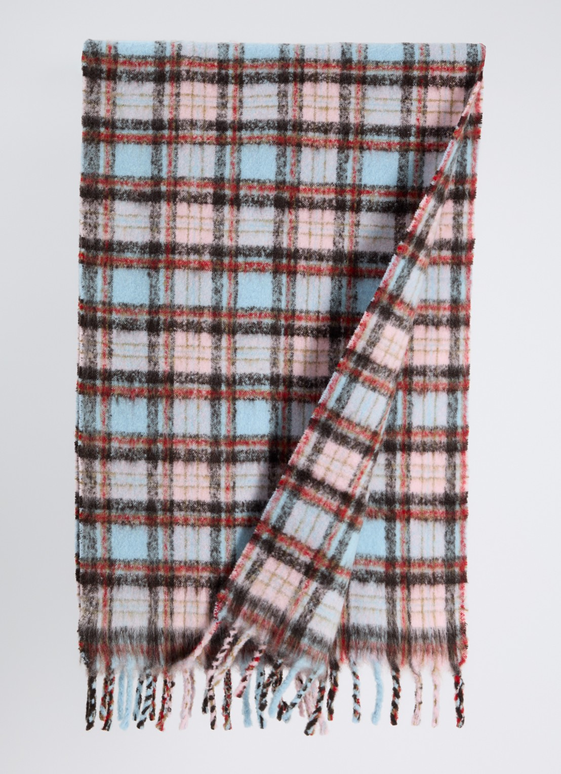 Zadig&Voltaire Joan Tartan sjaal in wolblend 190 x 56 cm  - detail roze