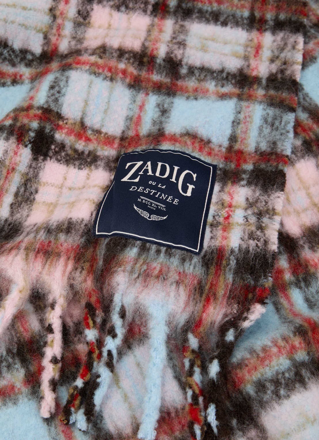 Zadig&Voltaire Joan Tartan sjaal in wolblend 190 x 56 cm  - detail 2 roze
