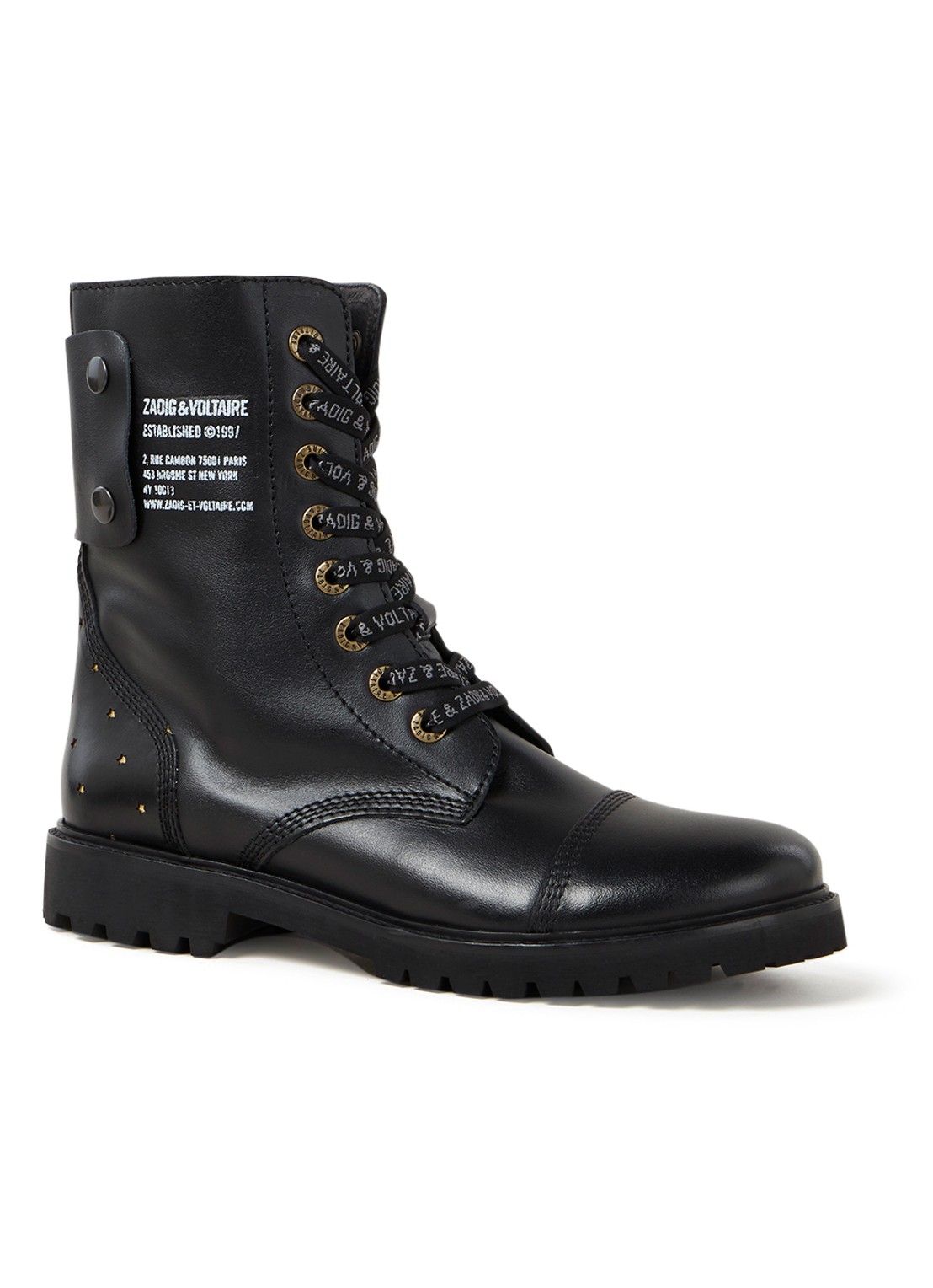Zadig&Voltaire Joe Stars biker boot van leer - voorkant 4 zwart