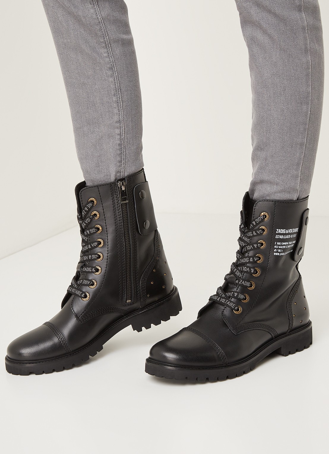 Zadig&Voltaire Joe Stars biker boot van leer - voorkant 5 zwart
