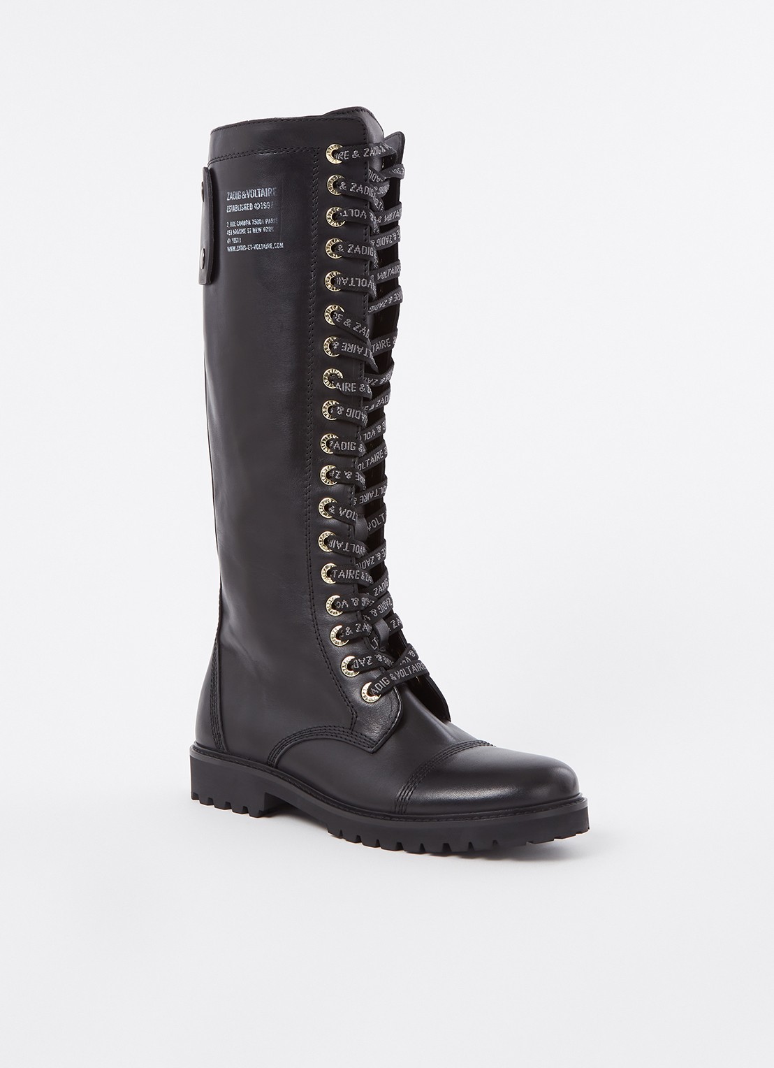 Zadig&Voltaire Joe veterboot van leer - voorkant zwart