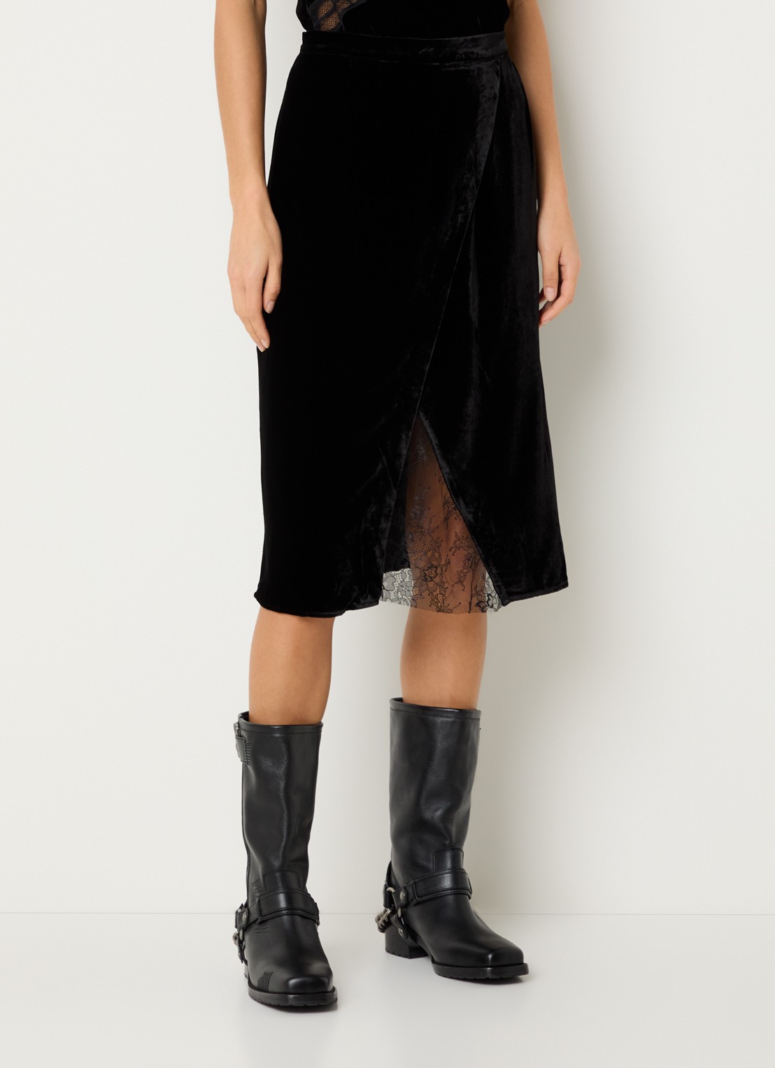 Zadig&Voltaire Julen minirok van fluweel met details van kant - detail 4 zwart