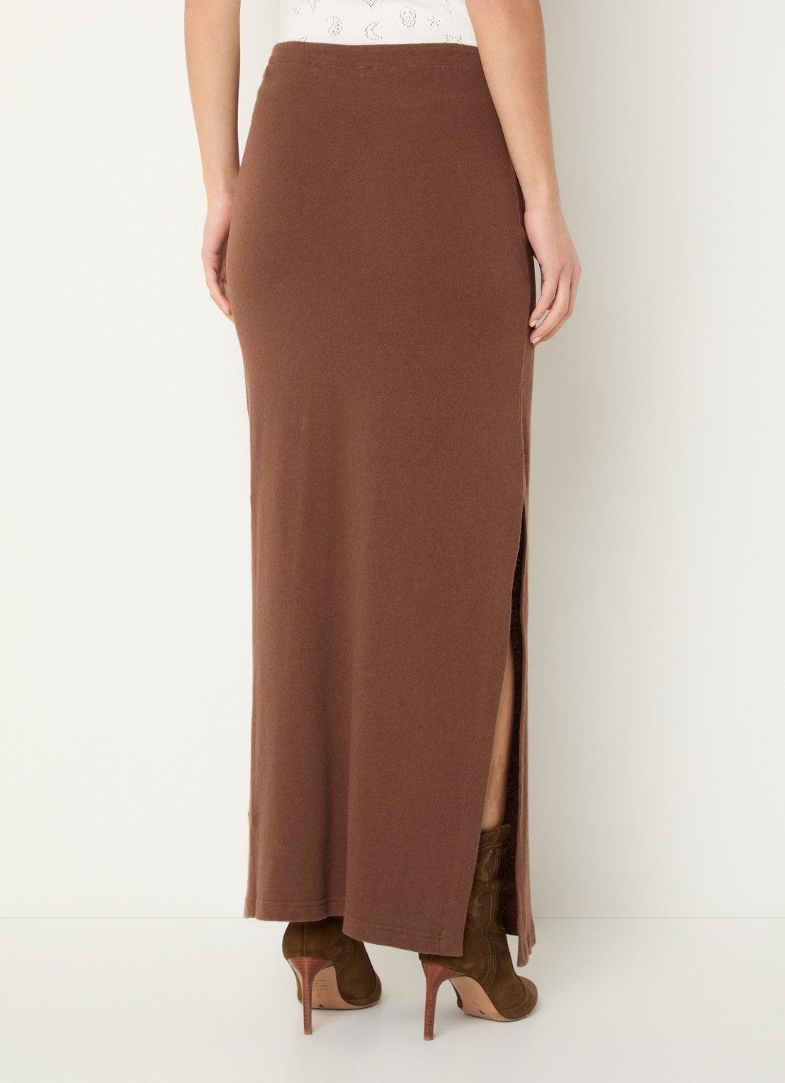 Zadig&Voltaire Juno maxi kokerrok in linnenblend - achterkant bruin