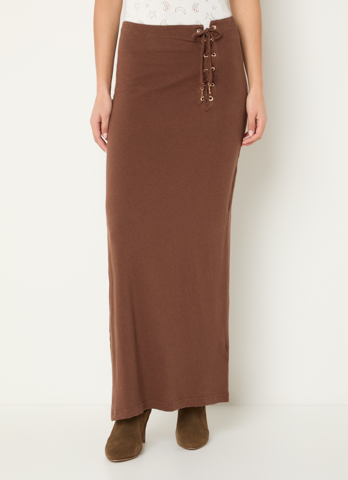 Zadig&Voltaire Juno maxi kokerrok in linnenblend - detail 4 bruin