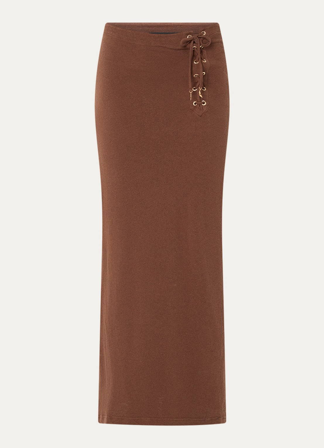 Zadig&Voltaire Juno maxi kokerrok in linnenblend - voorkant 2 bruin
