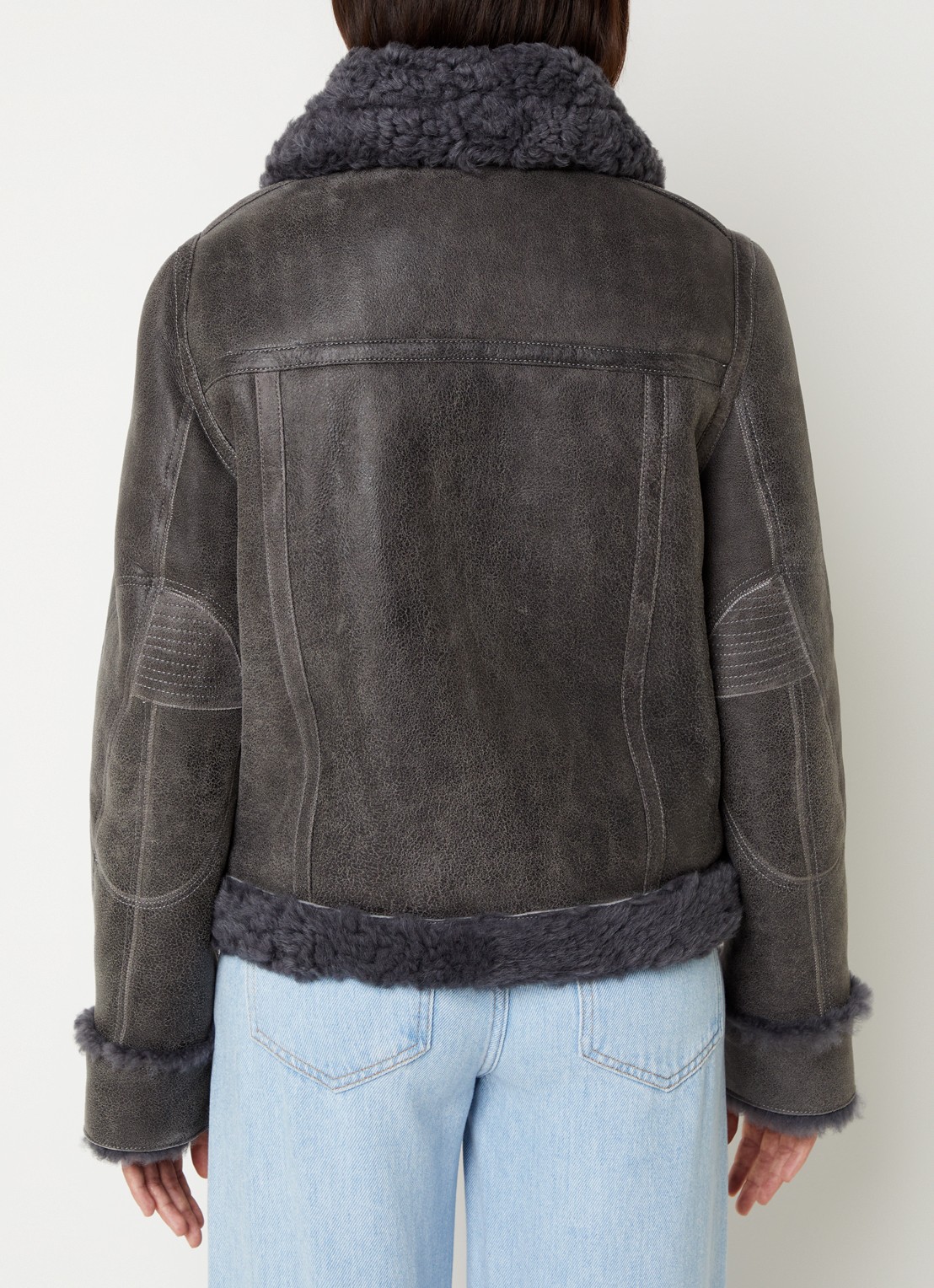 Zadig&Voltaire Kady lammy coat van lamsleer - achterkant antraciet