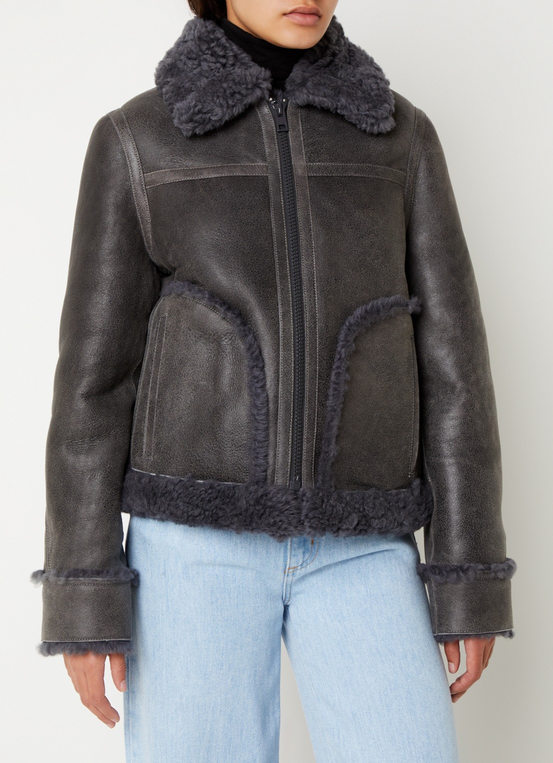 Zadig&Voltaire Kady lammy coat van lamsleer - detail 4 antraciet