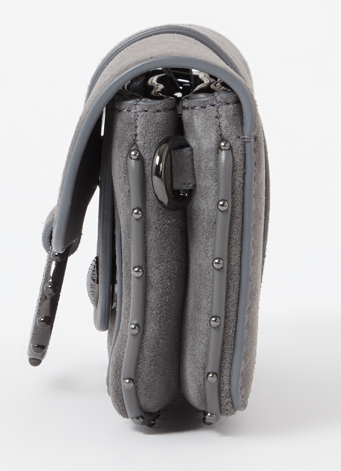 Zadig&Voltaire Kate clutch van kalfssuède met afneembare schouderriem - detail 6 grijs