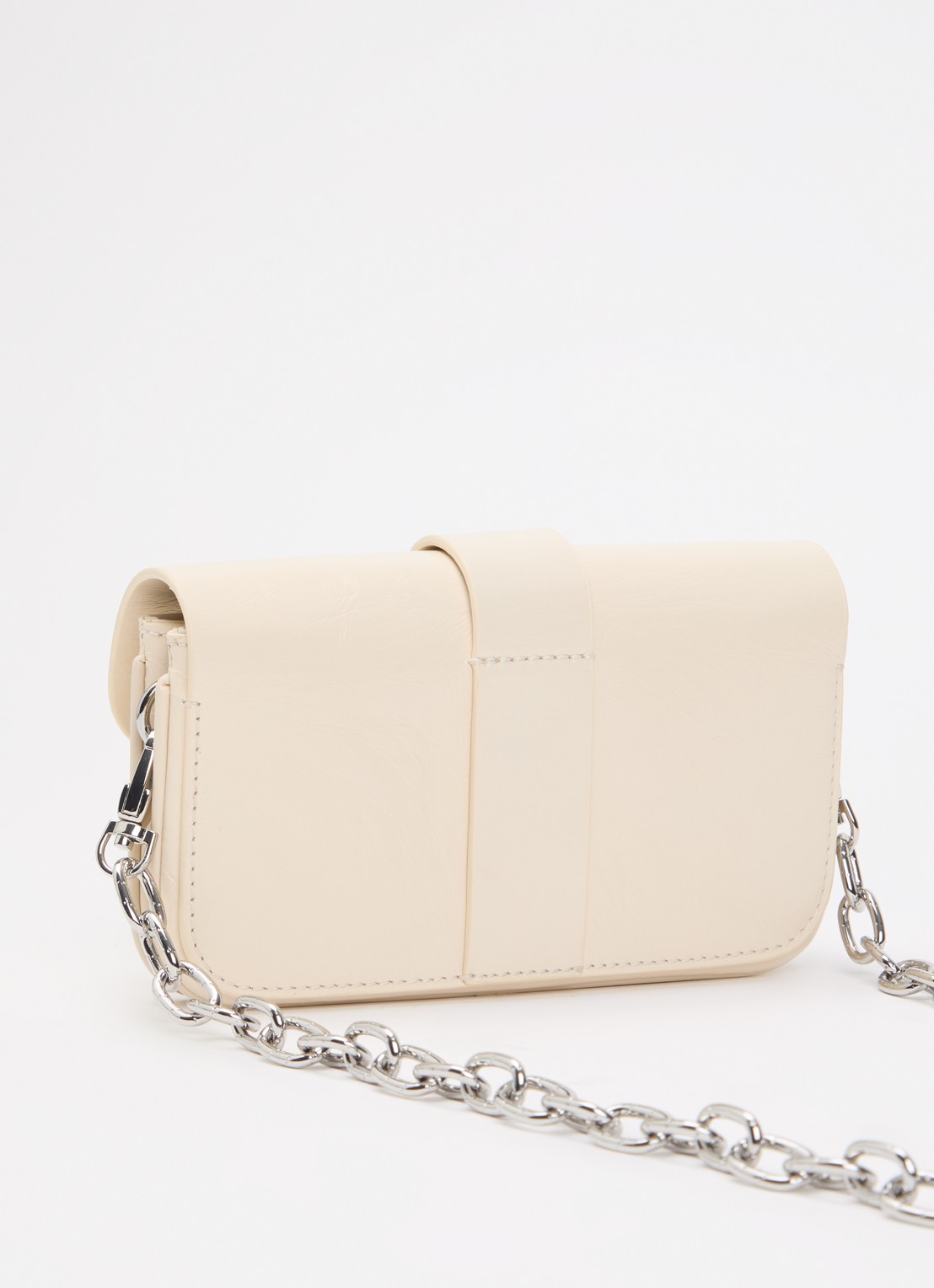 Zadig&Voltaire Kate clutch van leer met afneembare schouderriem - achterkant 2 creme