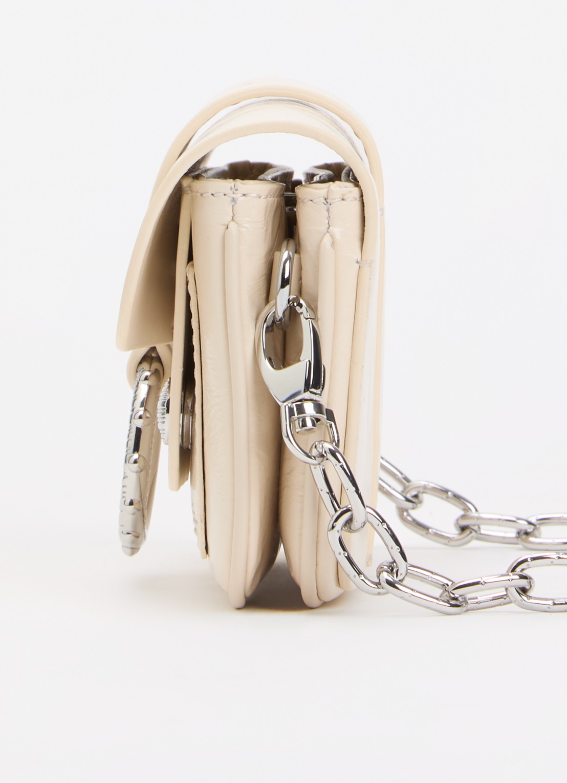 Zadig&Voltaire Kate clutch van leer met afneembare schouderriem - detail 4 creme
