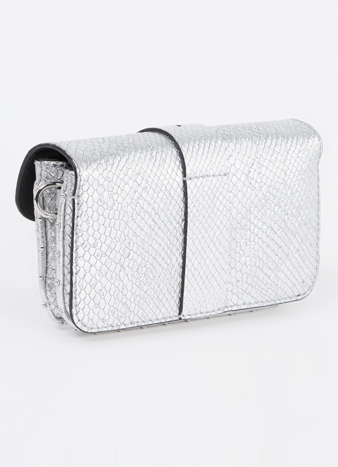 Zadig&Voltaire Kate crossbodytas van kalfsleer met slangenstructuur - achterkant zilver