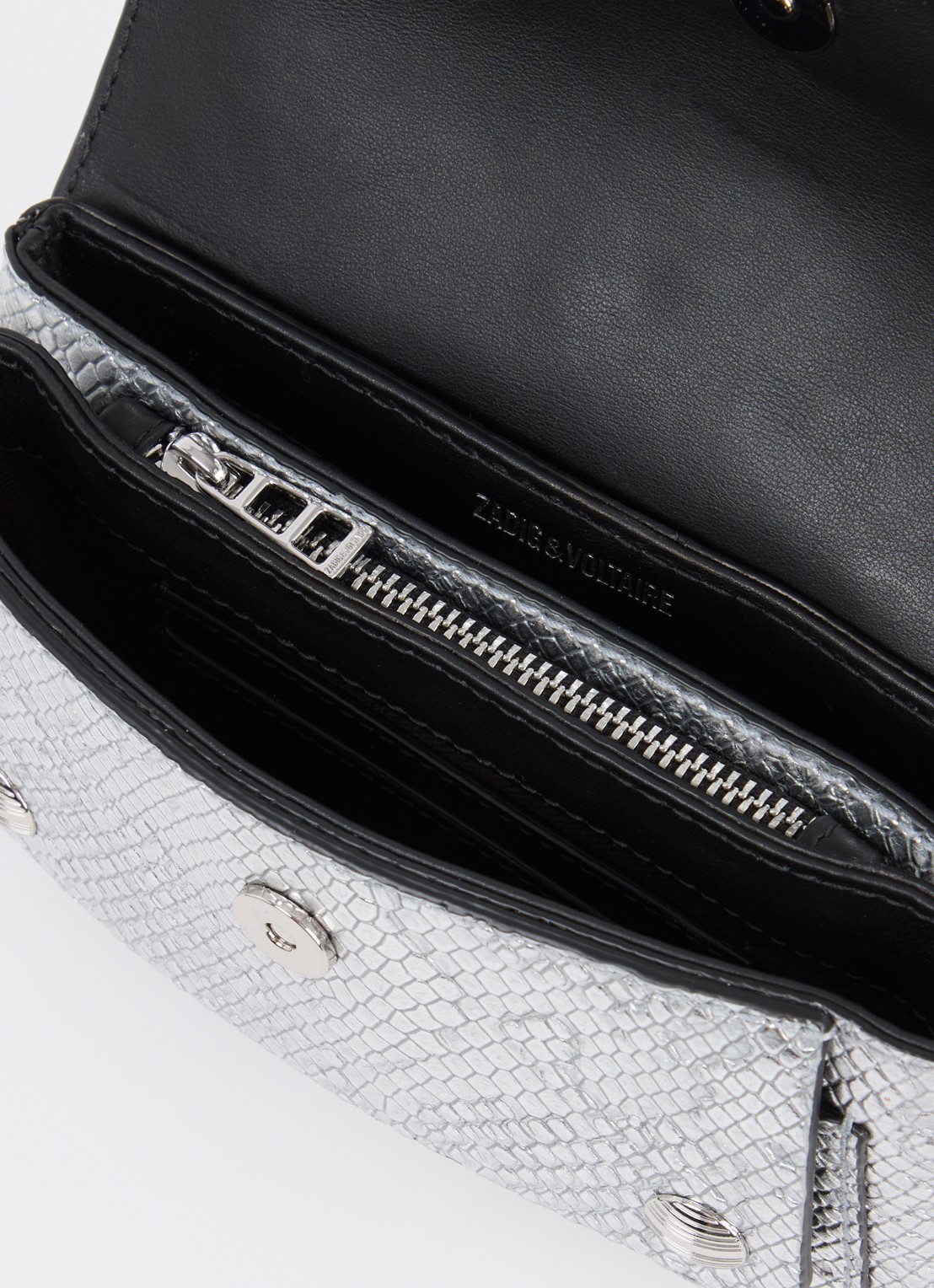 Zadig&Voltaire Kate crossbodytas van kalfsleer met slangenstructuur - detail 5 zilver