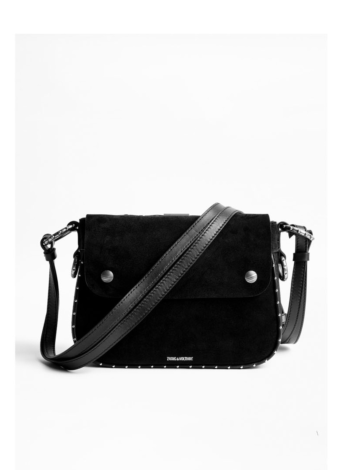 Zadig&Voltaire Kate crossbodytas van kalfssuède met studs - achterkant 3 zwart