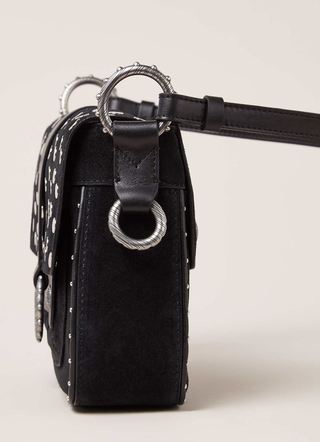 Zadig&Voltaire Kate crossbodytas van kalfssuède met studs - detail 8 zwart