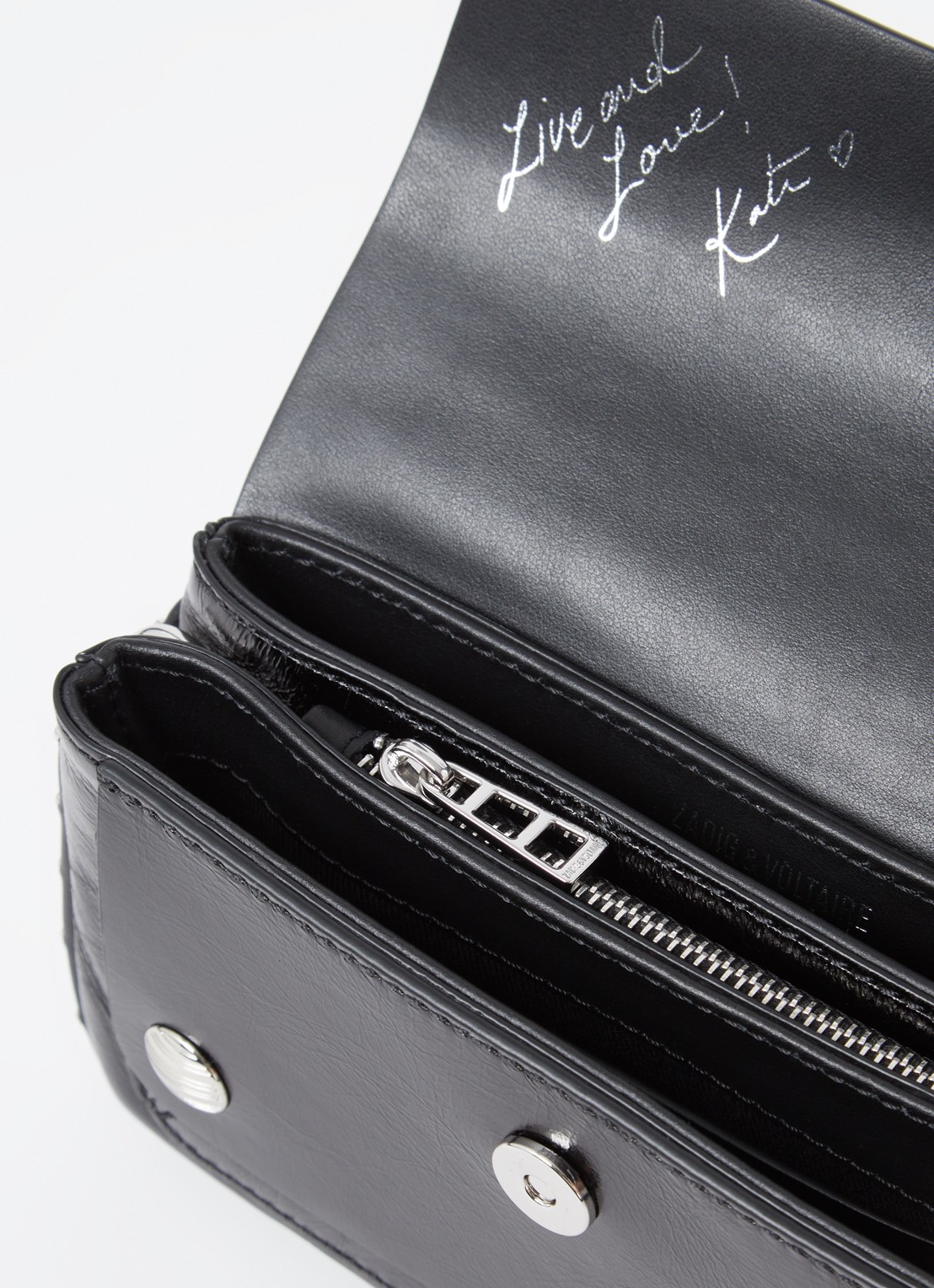 Zadig&Voltaire Kate crossbodytas van leer - detail 3 zwart