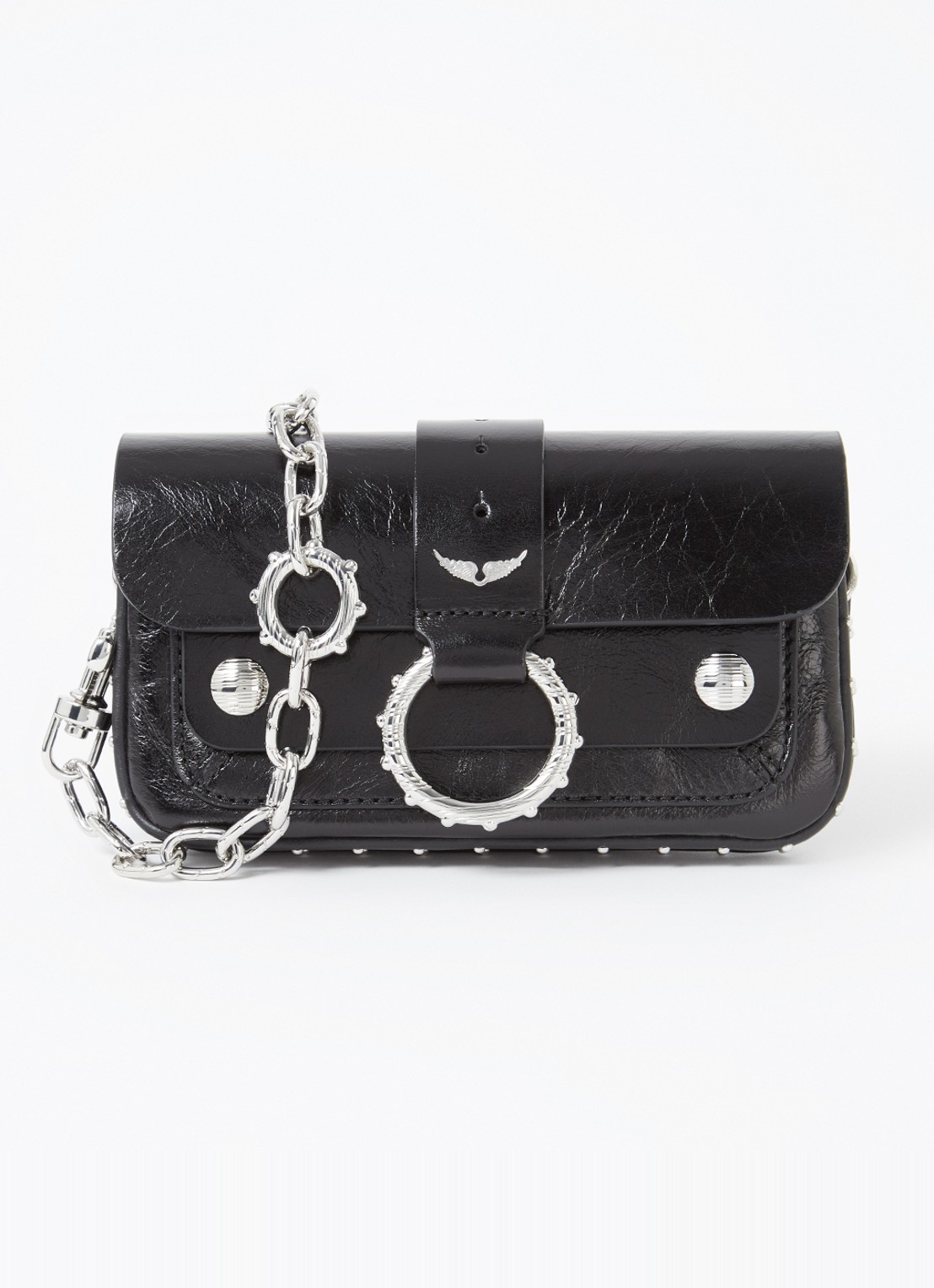 Zadig&Voltaire Kate crossbodytas van leer - voorkant 2 zwart