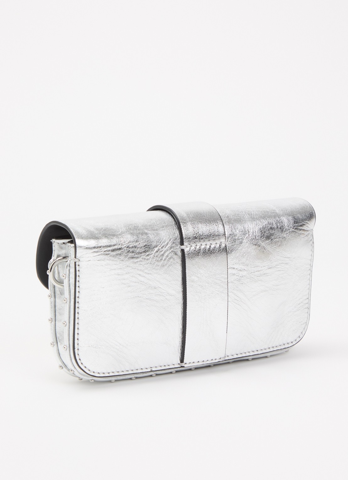 Zadig&Voltaire Kate Wallet clutch van kalfsleer met metallic finish - achterkant 4 zilver