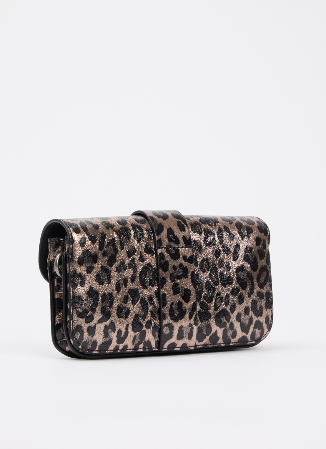 Zadig&Voltaire Kate Wallet clutch van leer met panterprint en metallic finish - achterkant 5 bruin